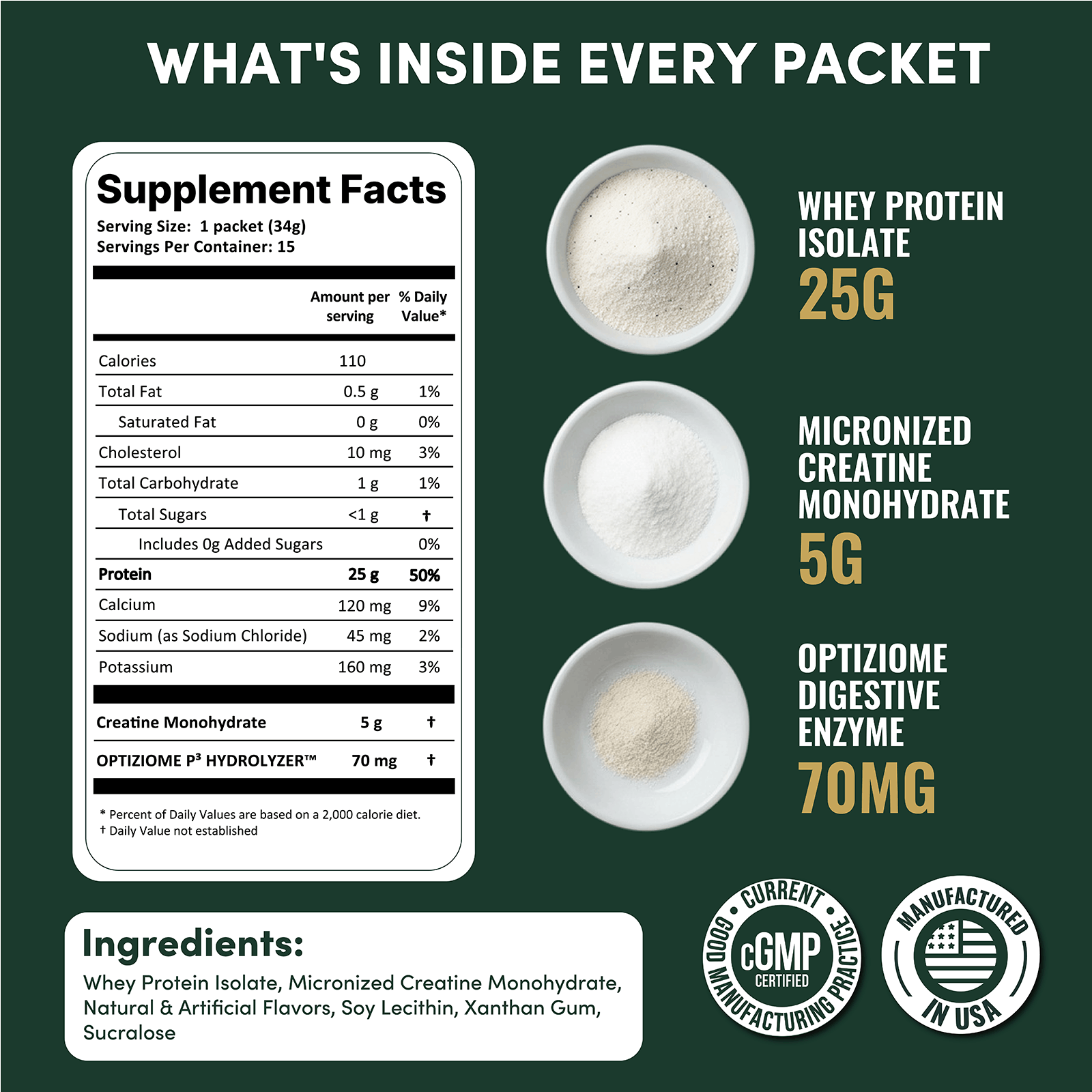 NUTRITION ON THE GO Whey Protein Isolate w/ Creatine Packets - Vanilla