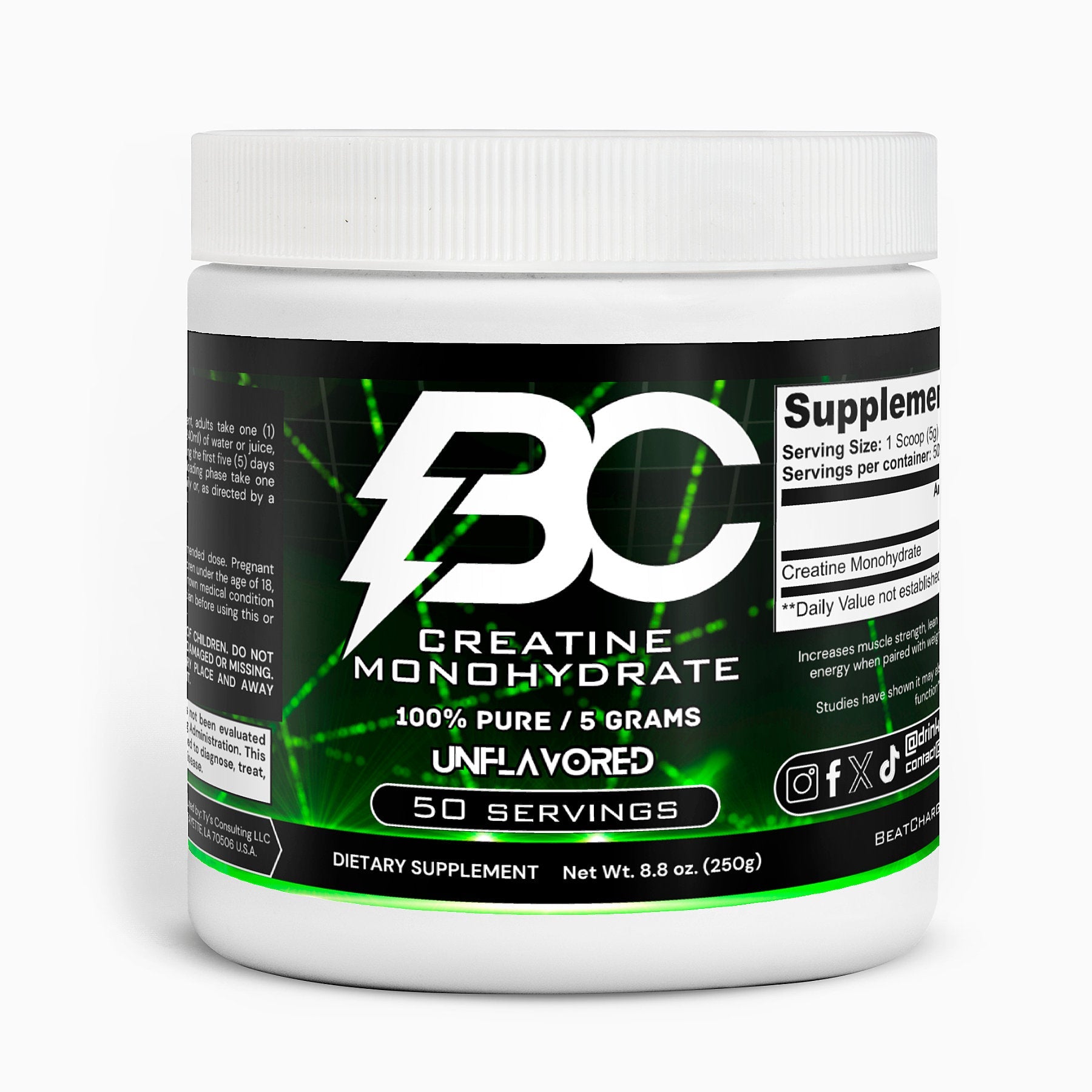 BEAT CHARGE Creatine Monohydrate Powder - Unflavored