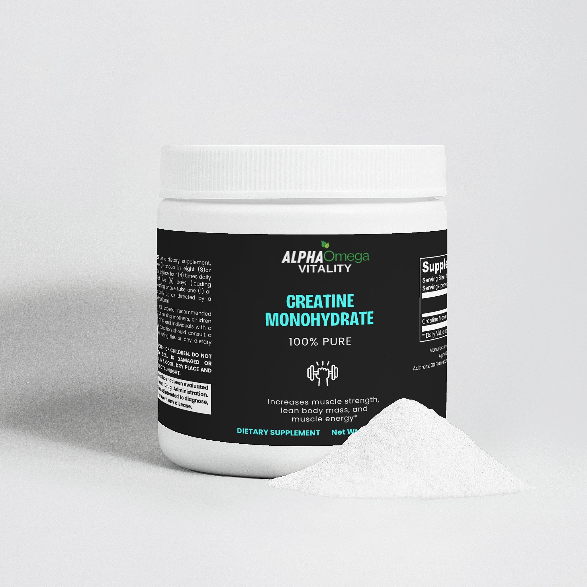 ALPHA OMEGA Pure Creatine Monohydrate Powder - Unflavored