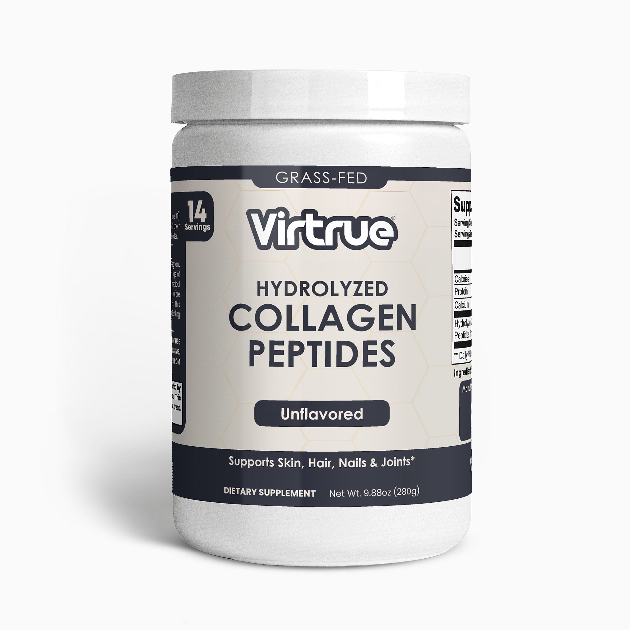 VIRTRUE Grass-Fed Hydrolyzed Collagen Peptides Powder - Unflavored
