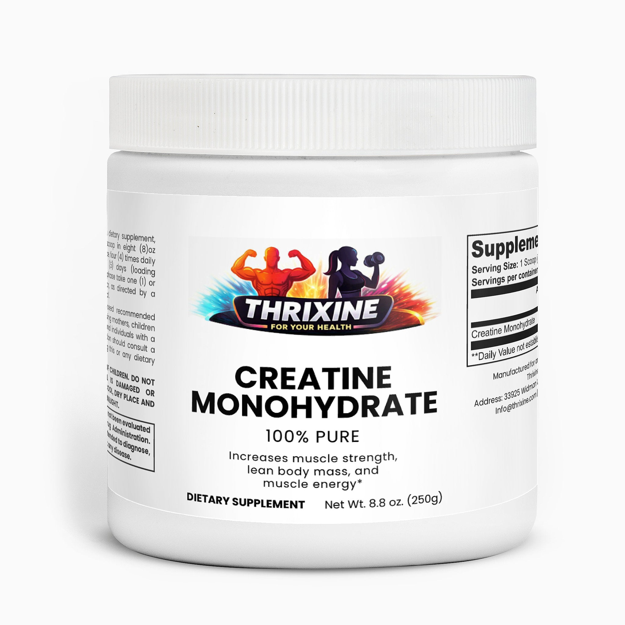 THRIXINE 100% Pure Creatine Monohydrate Powder - Unflavored