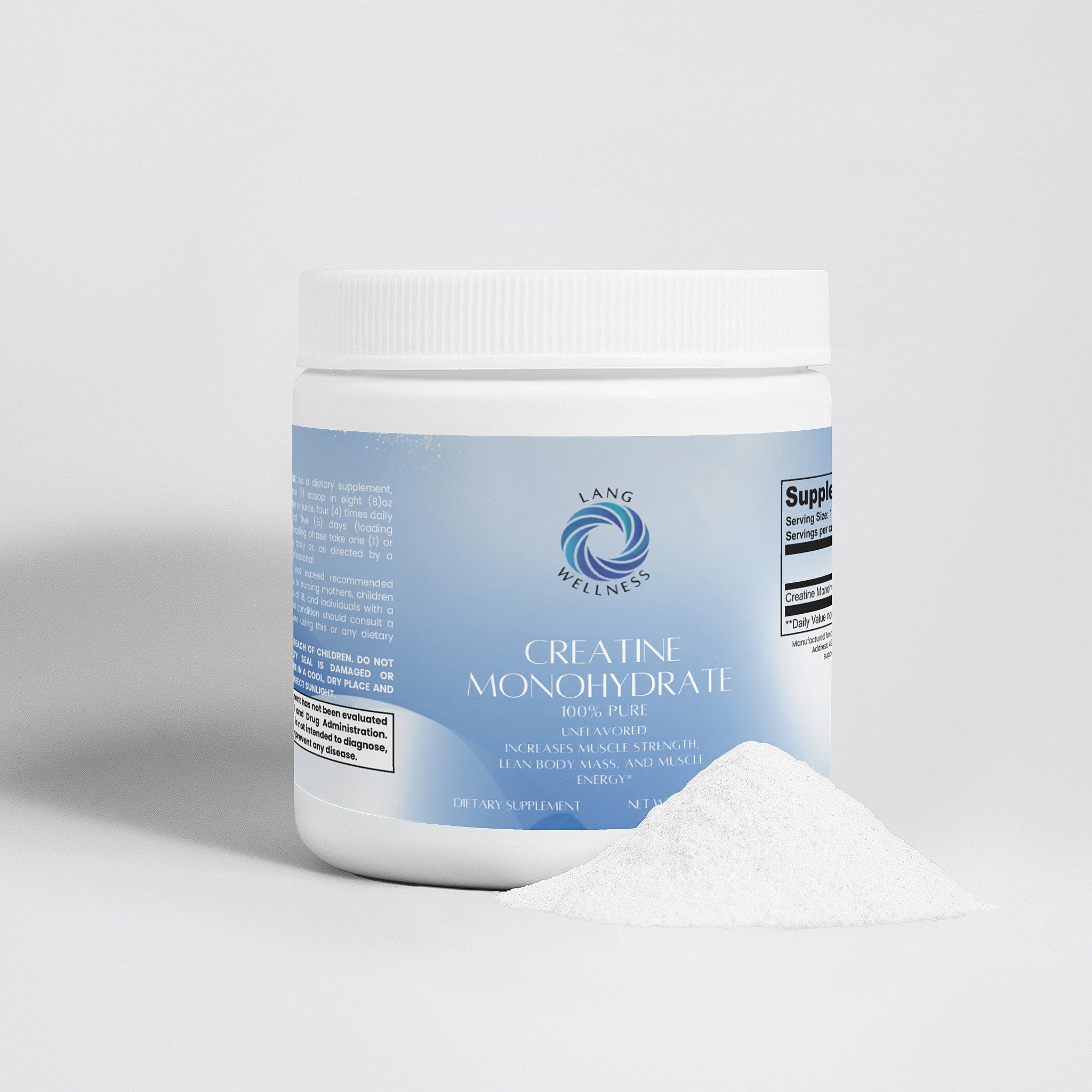 LANG WELLNESS 100% Pure Creatine Monohydrate Powder - Unflavored