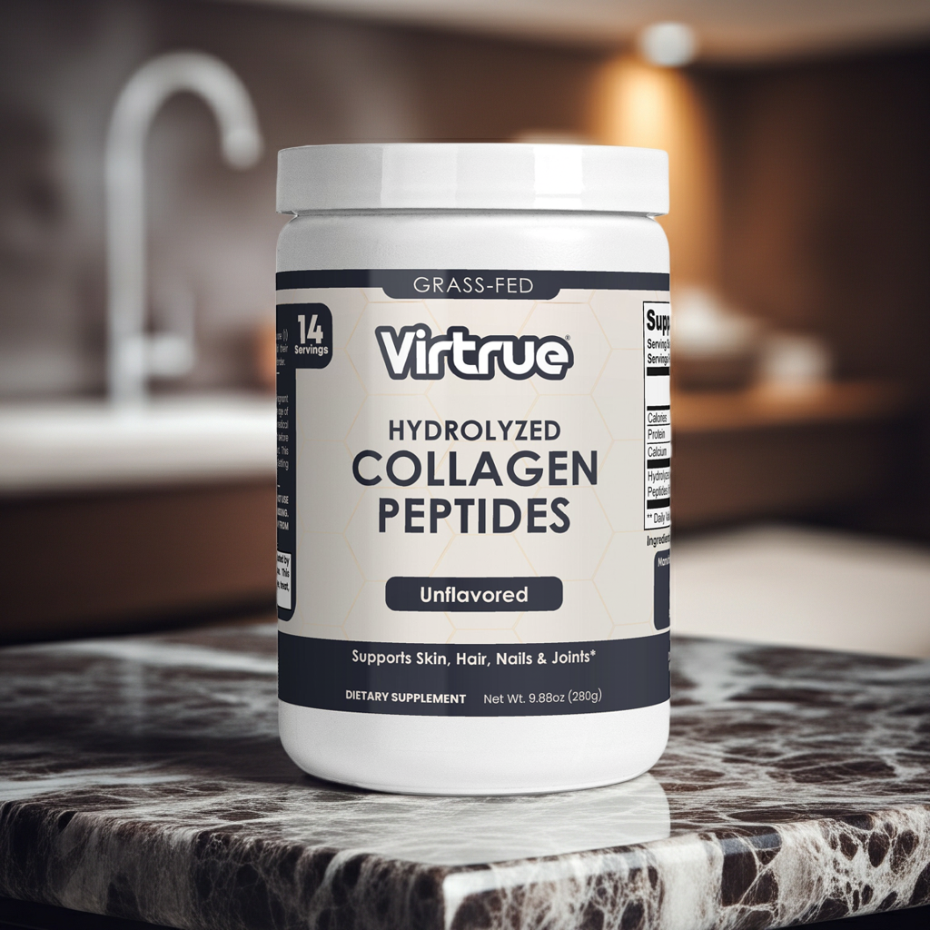 VIRTRUE Grass-Fed Hydrolyzed Collagen Peptides Powder - Unflavored