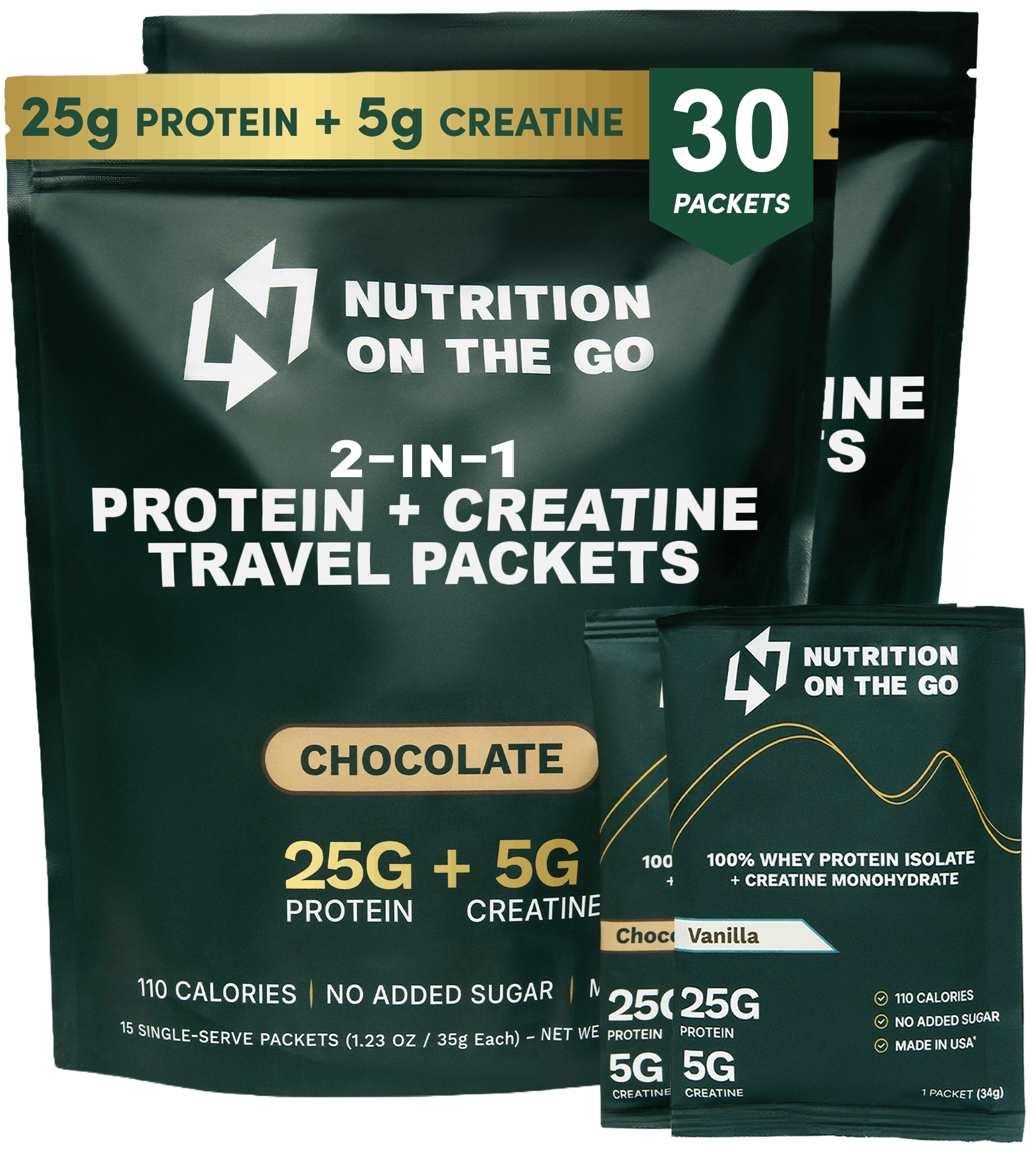 NUTRITION ON THE GO Whey Protein Isolate w/ Creatine Packets - Vanilla