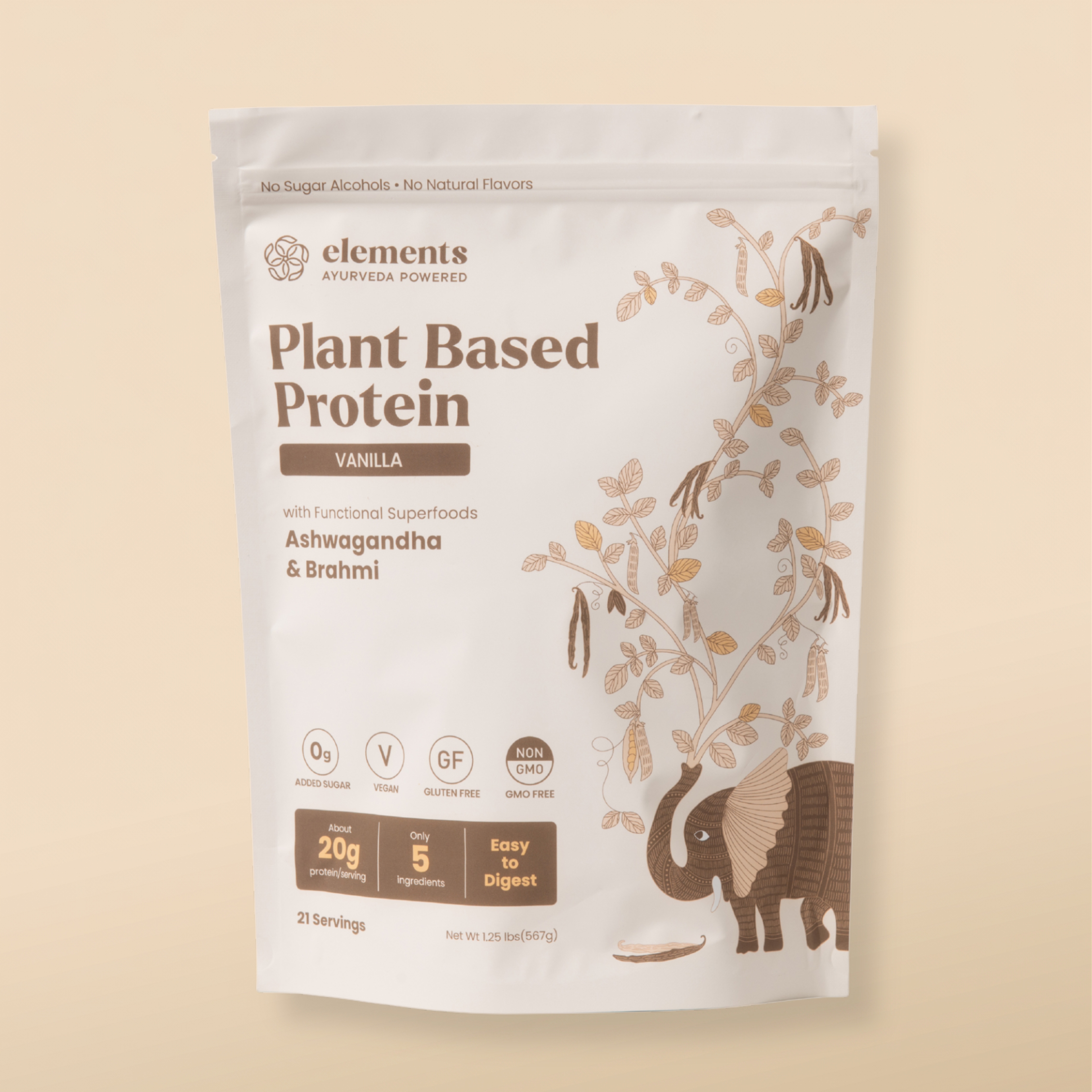 ELEMENTS Plant Based Protein Powder w/ Ashwagandha - Vanilla