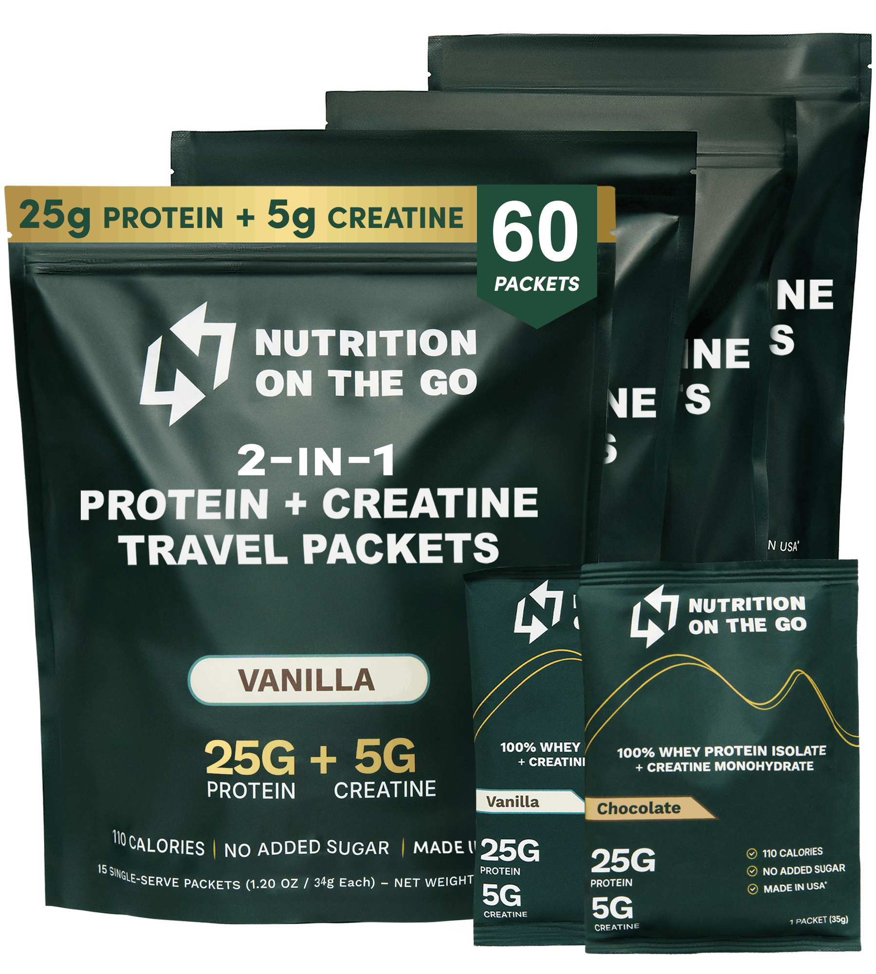 NUTRITION ON THE GO Whey Protein Isolate w/ Creatine Packets - Vanilla