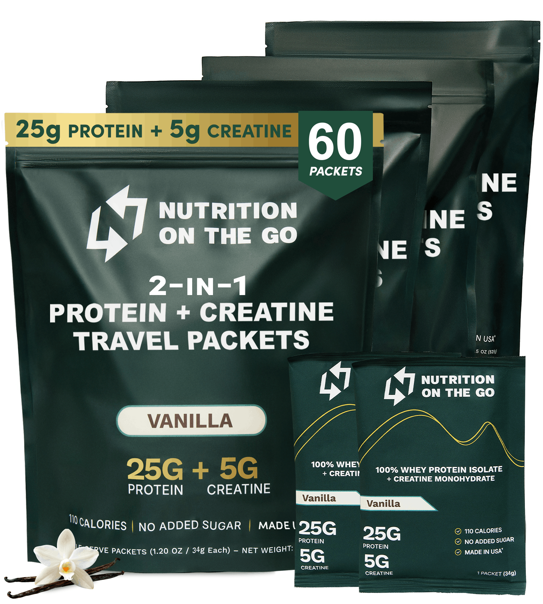 NUTRITION ON THE GO Whey Protein Isolate w/ Creatine Packets - Vanilla