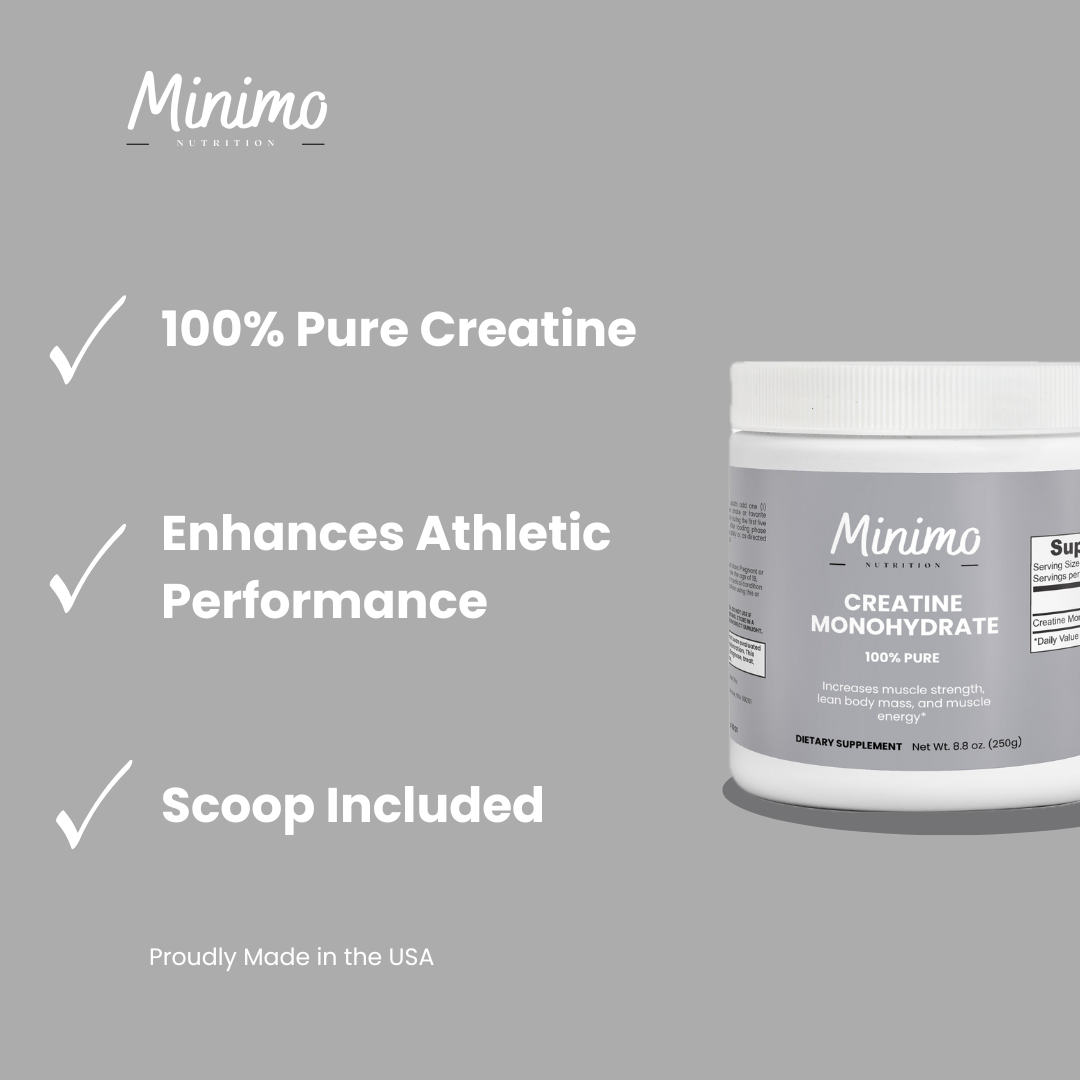 MINIMO 100% Pure Creatine Monohydrate Powder - Unflavored