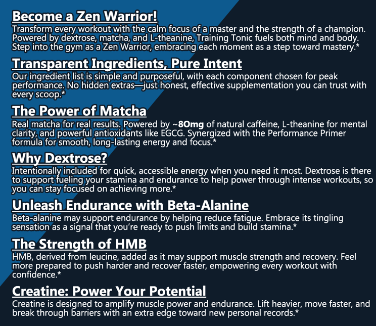 TRAINING TONIC Performance Primer Pre-Workout - Matcha