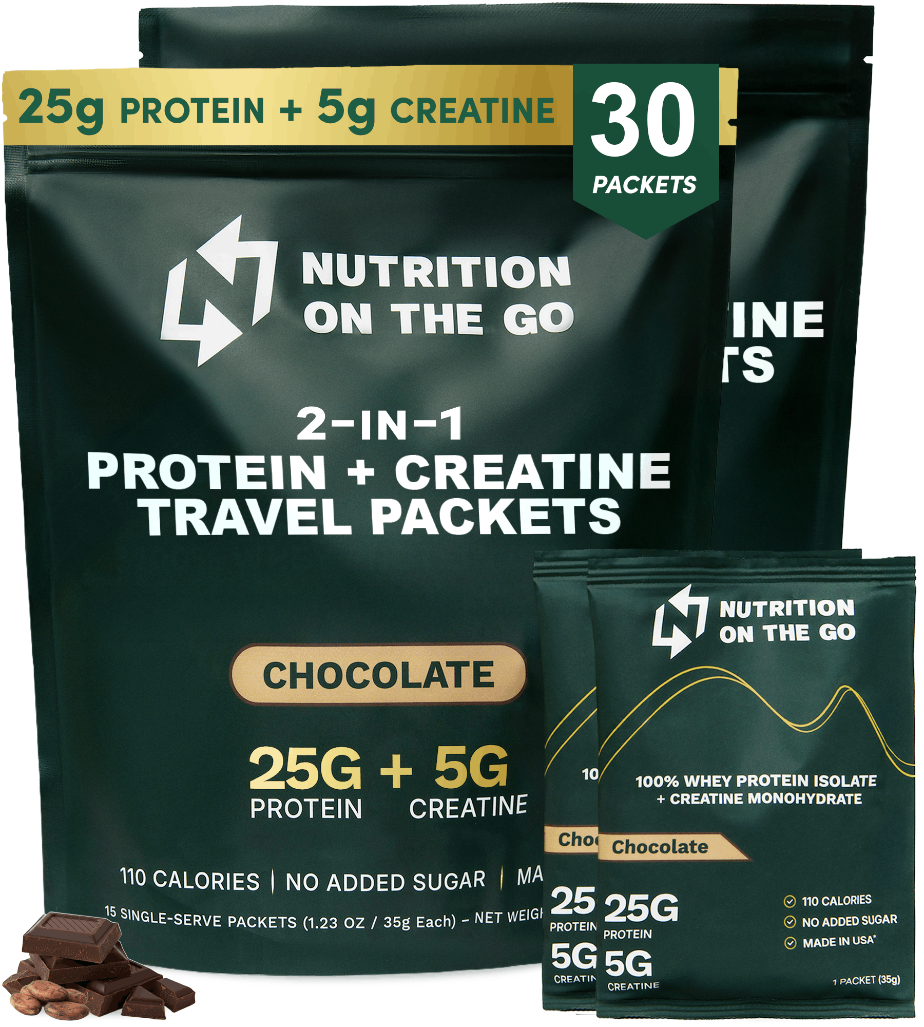 NUTRITION ON THE GO Whey Protein Isolate w/ Creatine Packets - Vanilla