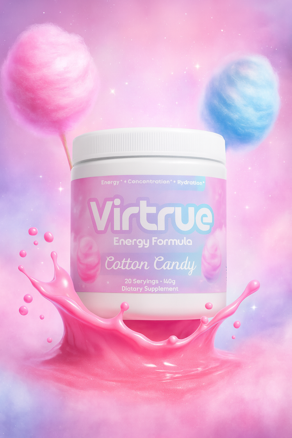 VIRTRUE Sugar-Free Pre-Workout - Cotton Candy