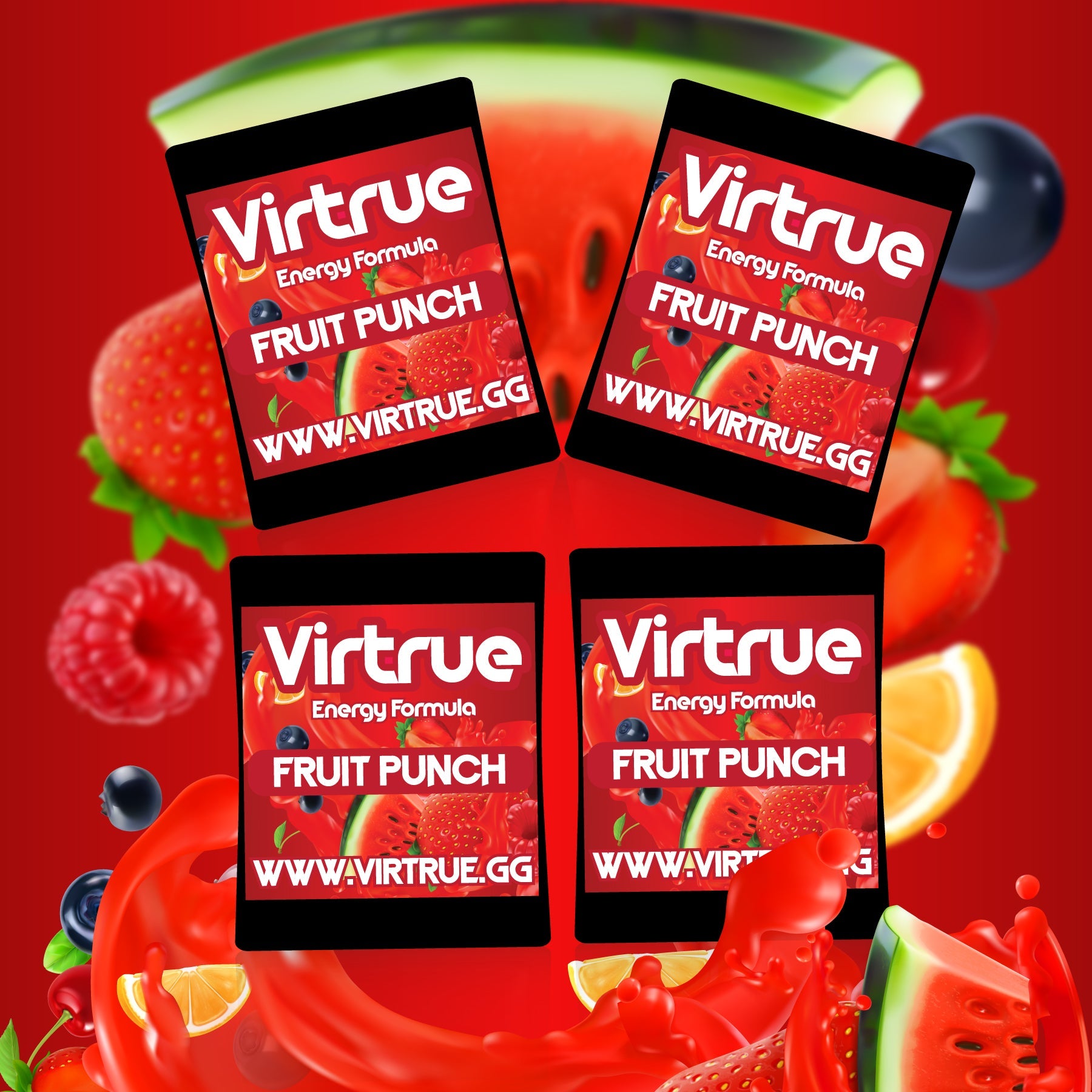 VIRTRUE Sugar-Free Pre-Workout Travel Packs Set of 4 - 12 Flavors