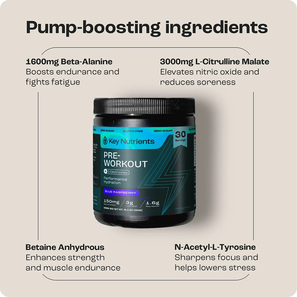 KEY NUTRIENTS Pre-Workout with Electrolytes - Blue Raspberry