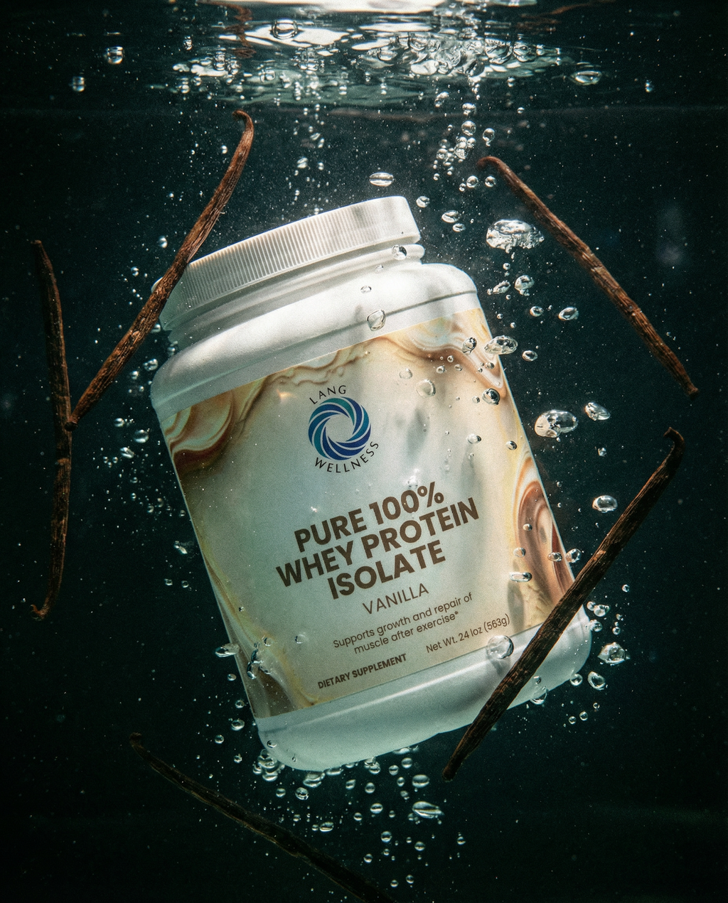 LANG WELLNESS Pure 100% Whey Protein Isolate Powder - Vanilla