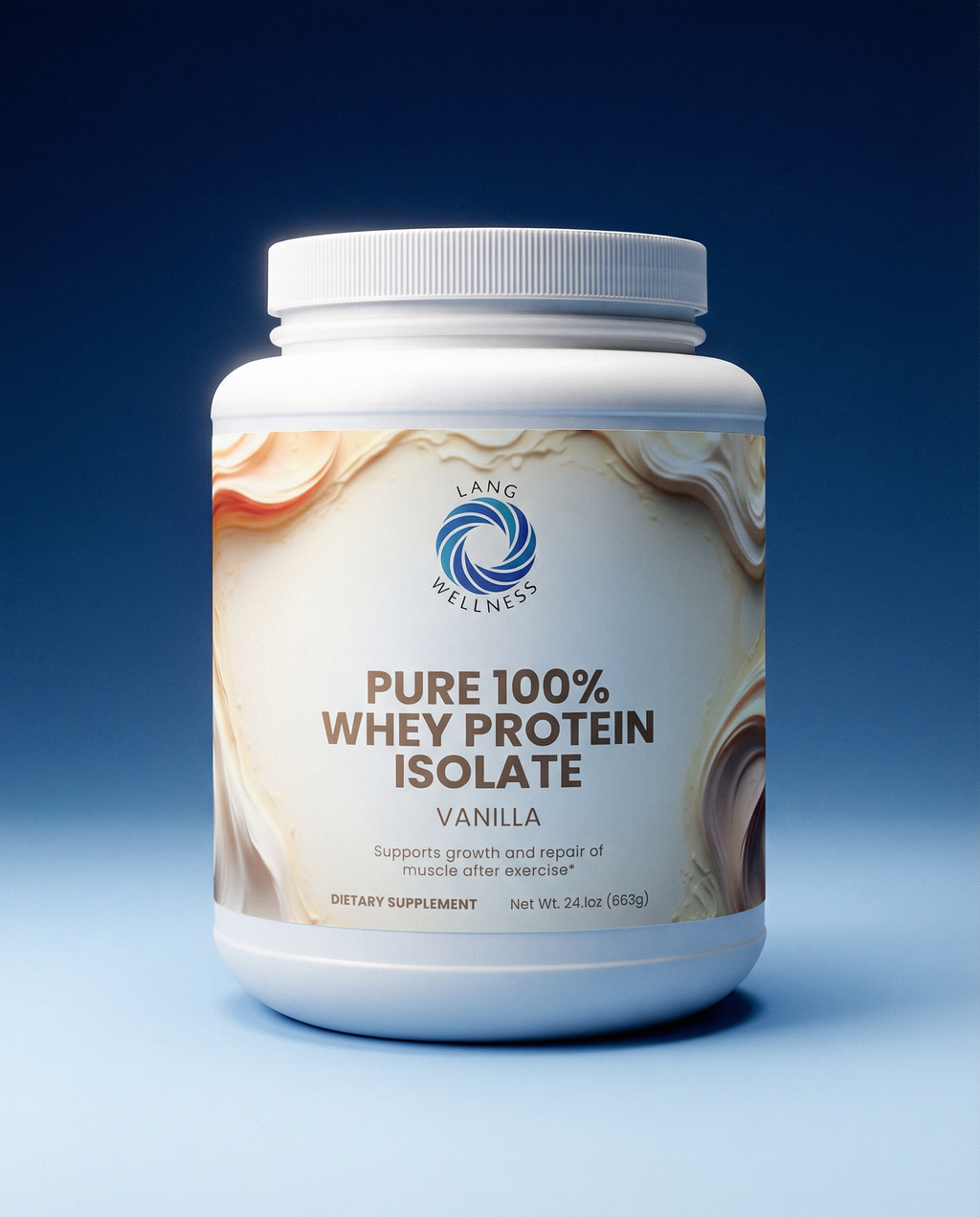 LANG WELLNESS Pure 100% Whey Protein Isolate Powder - Vanilla