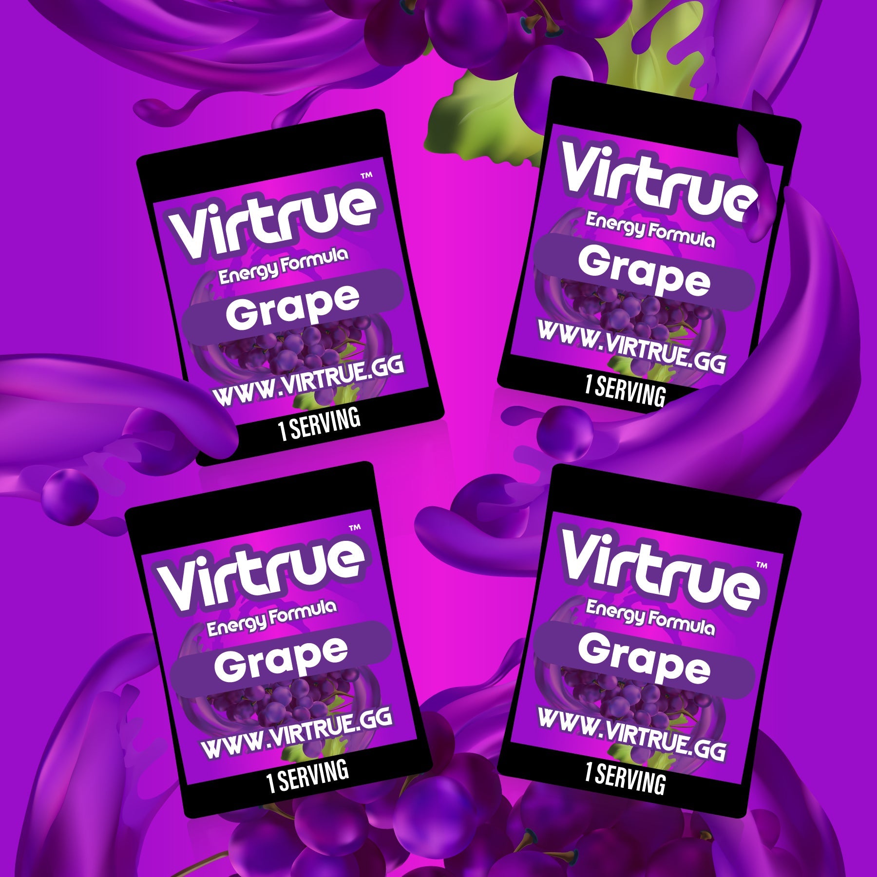 VIRTRUE Sugar-Free Pre-Workout Travel Packs Set of 4 - 12 Flavors