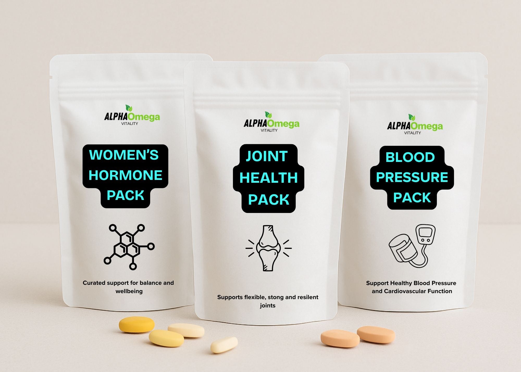 ALPHA OMEGA Women's Hormone Pack - 3 Supplements