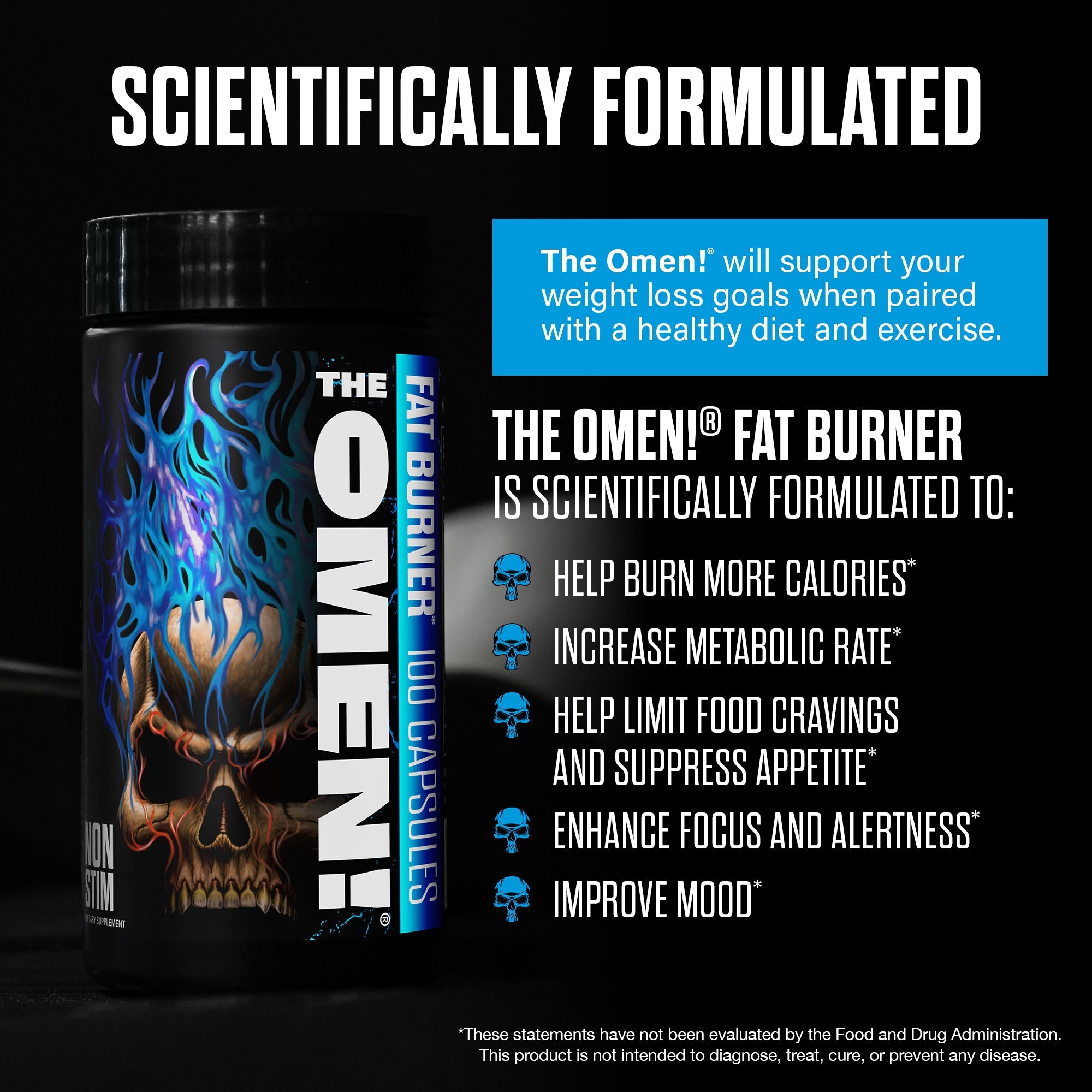 THE OMEN! Stim-Free Fat Burner - 100 Capsules