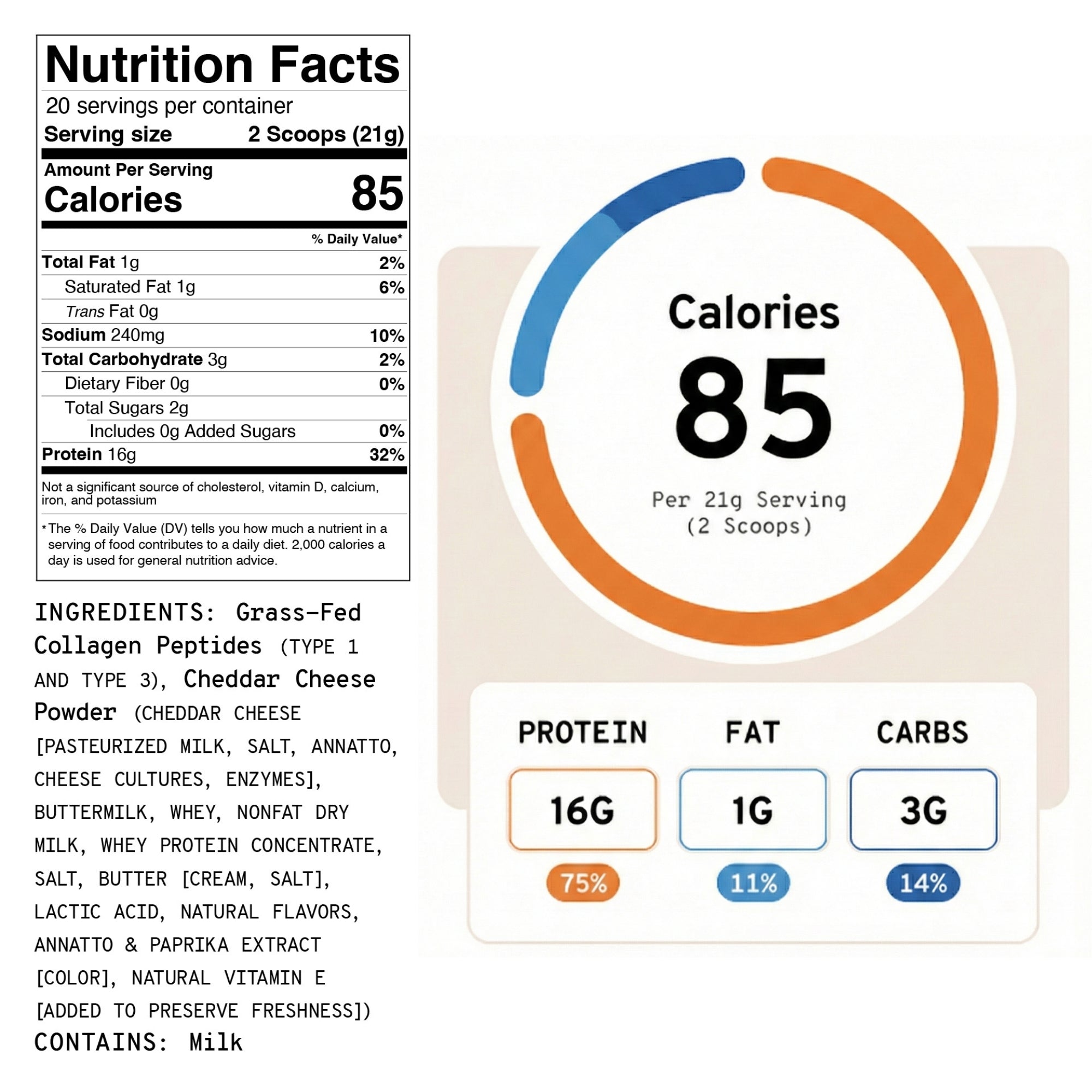 MEAL BOOSTERS Collagen + Protein Powder - Cheesy Cheese
