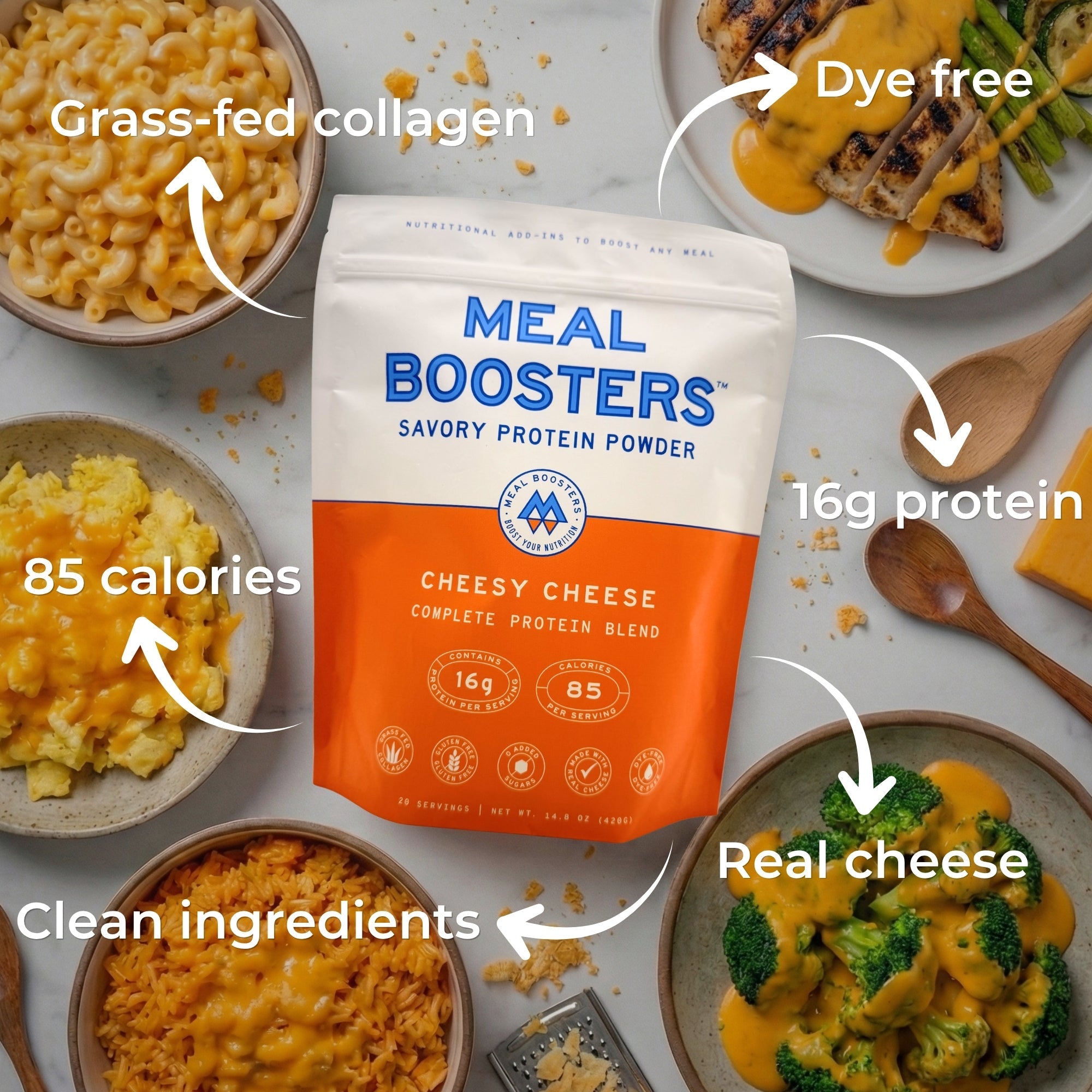 MEAL BOOSTERS Collagen + Protein Powder - Cheesy Cheese