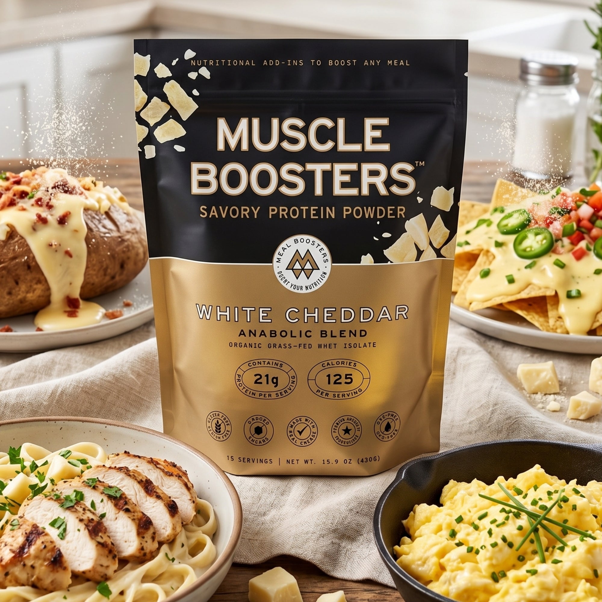 MUSCLE BOOSTERS Anabolic Protein Powder - White Cheddar
