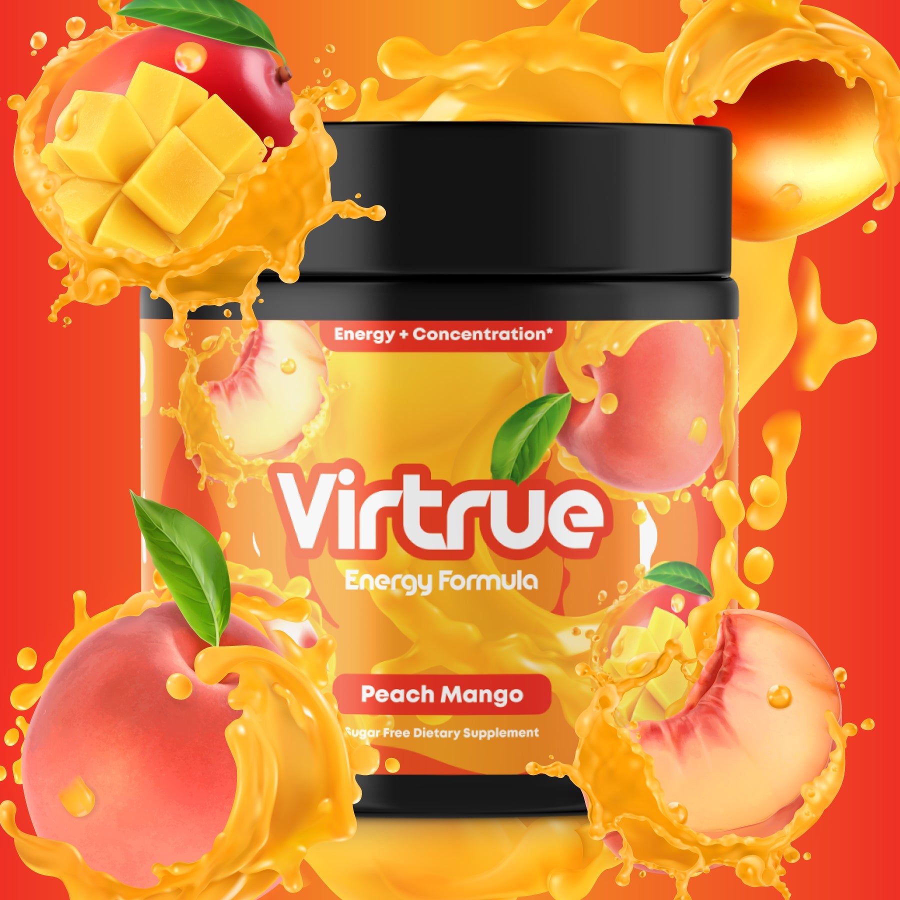 VIRTRUE Sugar-Free Pre-Workout - Peach Mango
