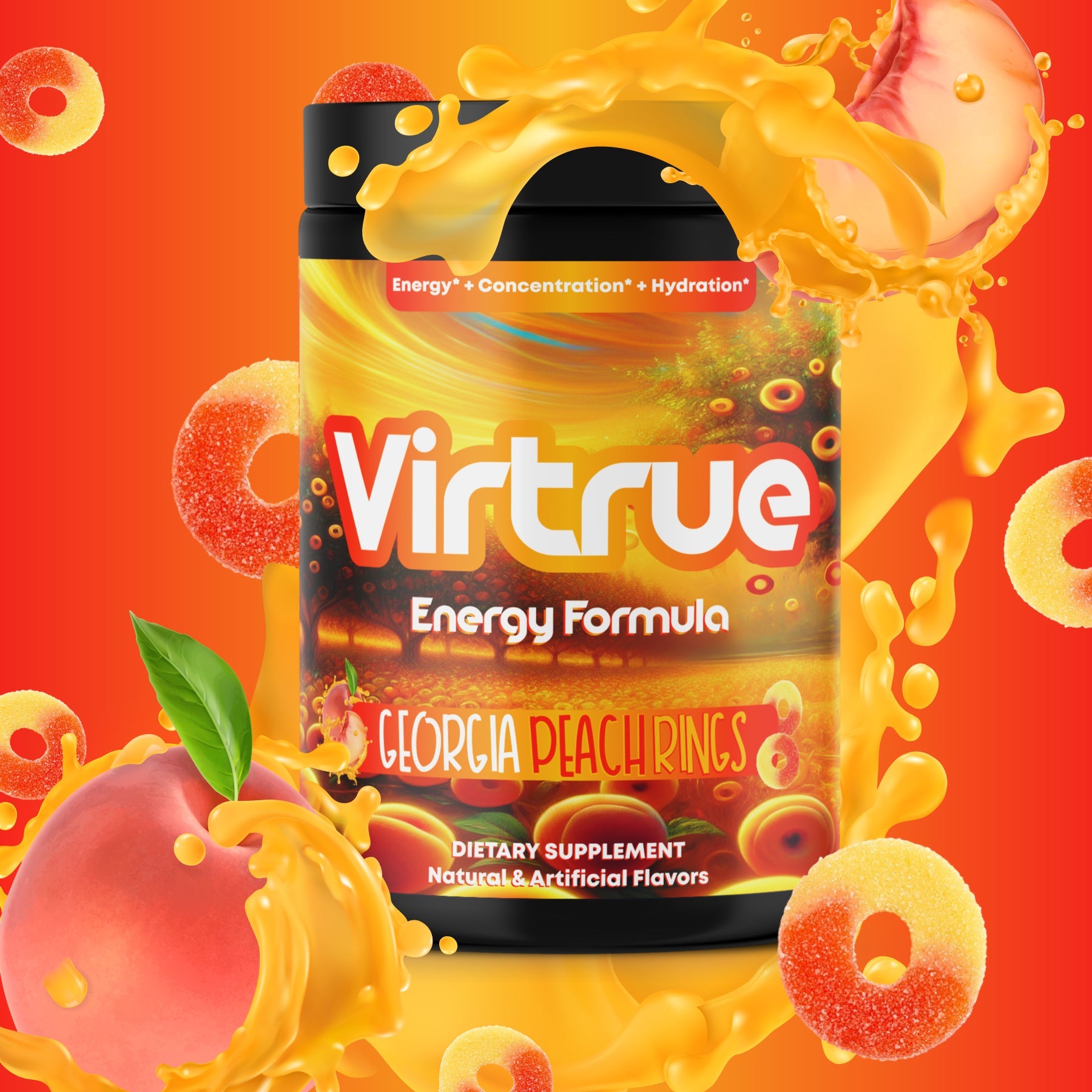 VIRTRUE Sugar-Free Pre-Workout - Georgia Peach Rings