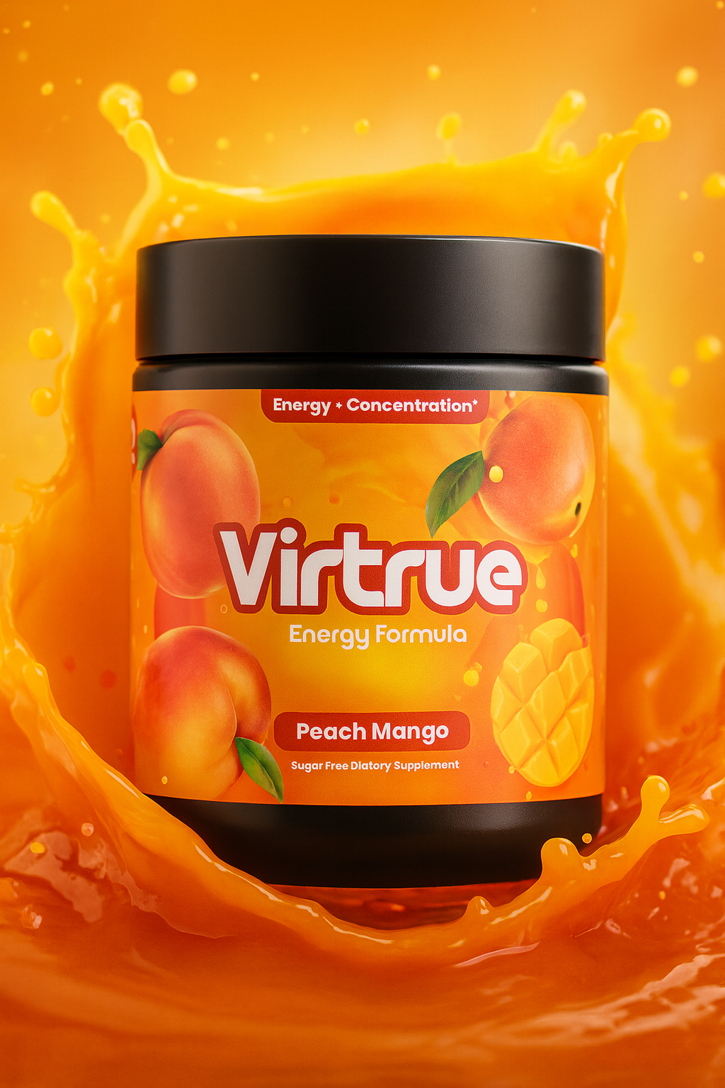 VIRTRUE Sugar-Free Pre-Workout - Peach Mango