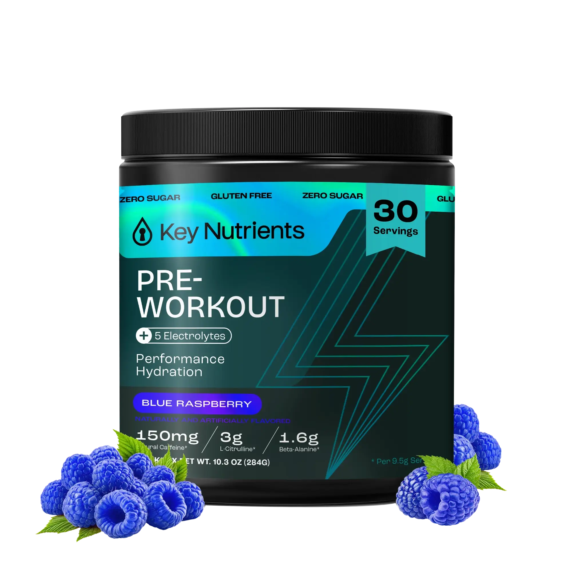 KEY NUTRIENTS Pre-Workout with Electrolytes - Blue Raspberry