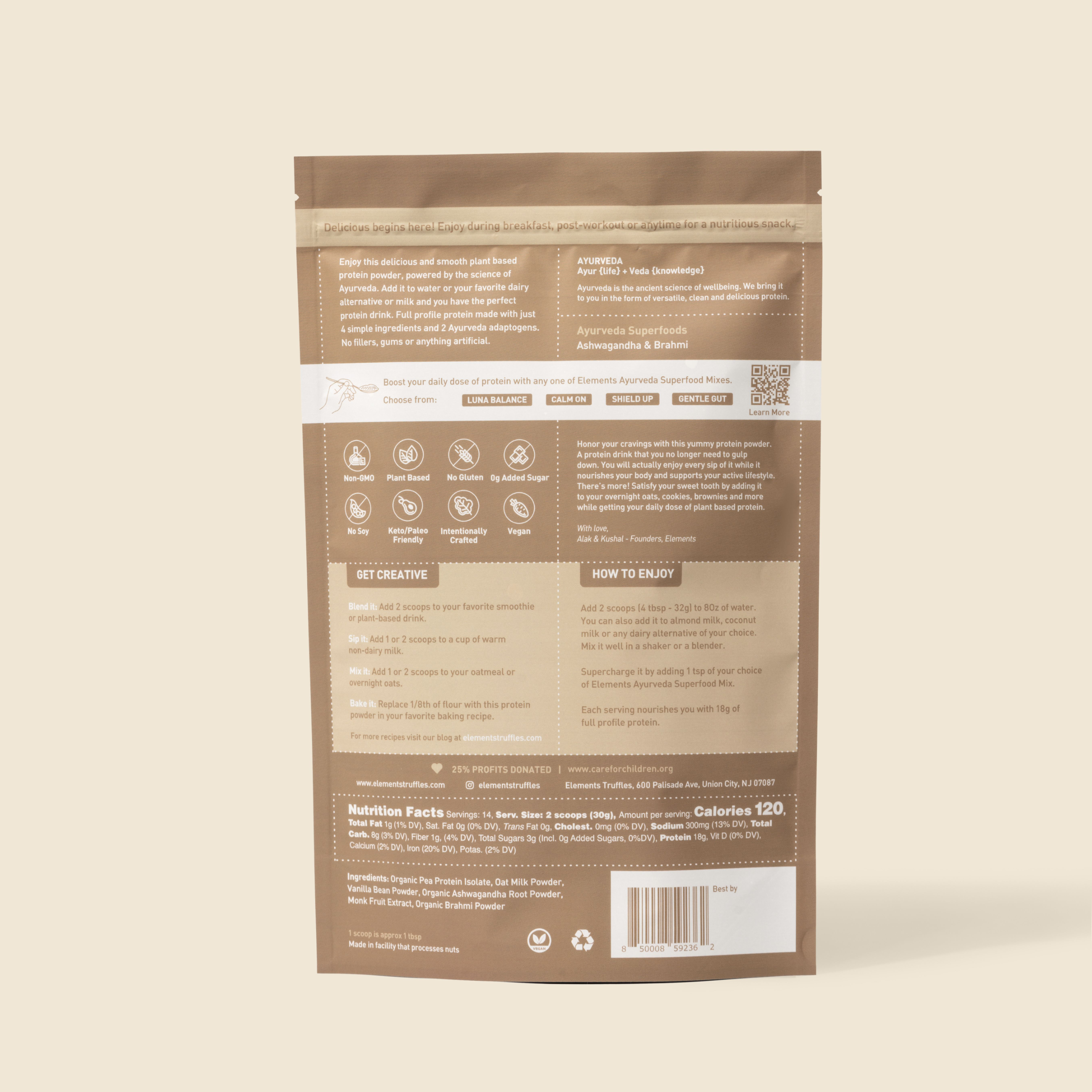 ELEMENTS Plant Based Ayurveda Protein Powder - Vanilla
