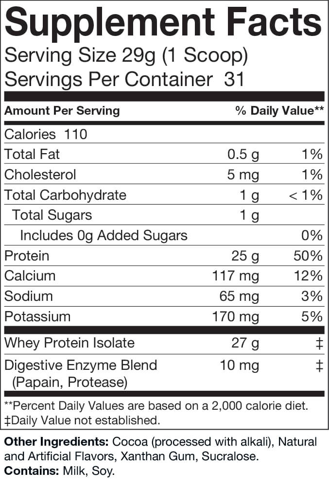 VIRTRUE Whey Protein Isolate Powder - Chocolate Milkshake