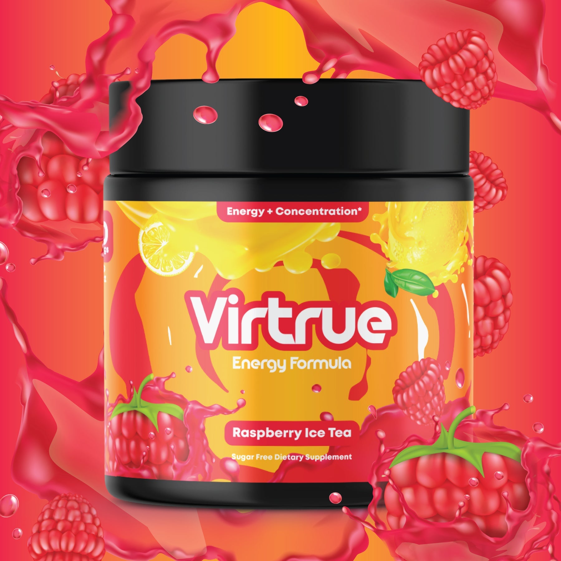 VIRTRUE Sugar-Free Pre-Workout - Raspberry Iced Tea
