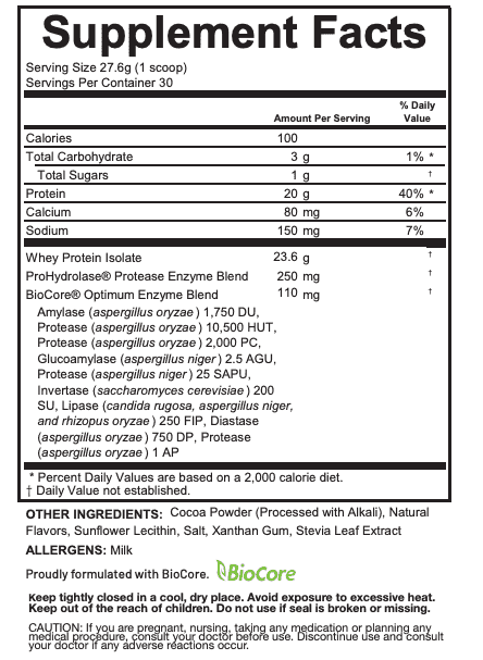 OIAM CORE Whey Protein Isolate Powder - Chocolate