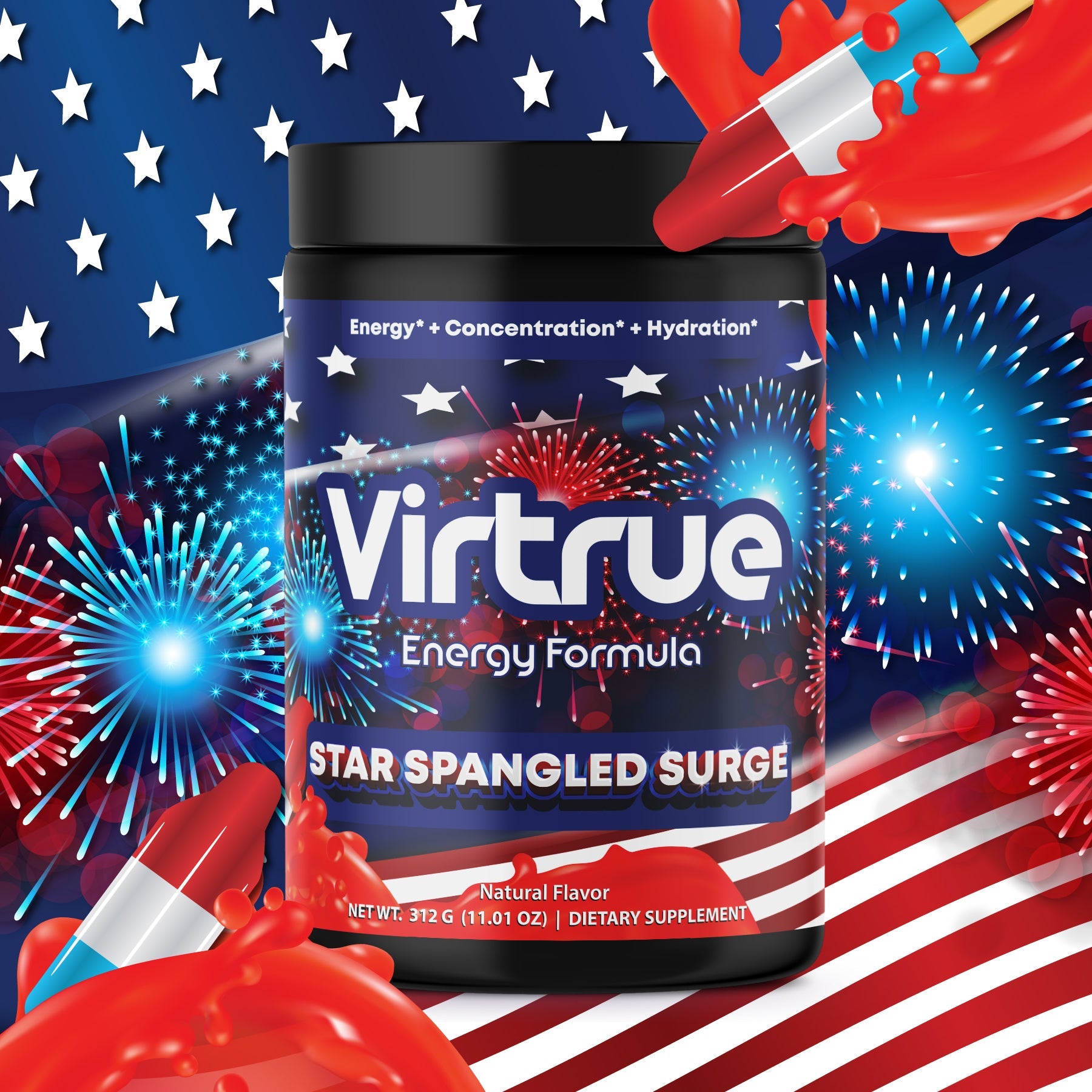 VIRTRUE Sugar-Free Pre-Workout - Star Spangled Surge