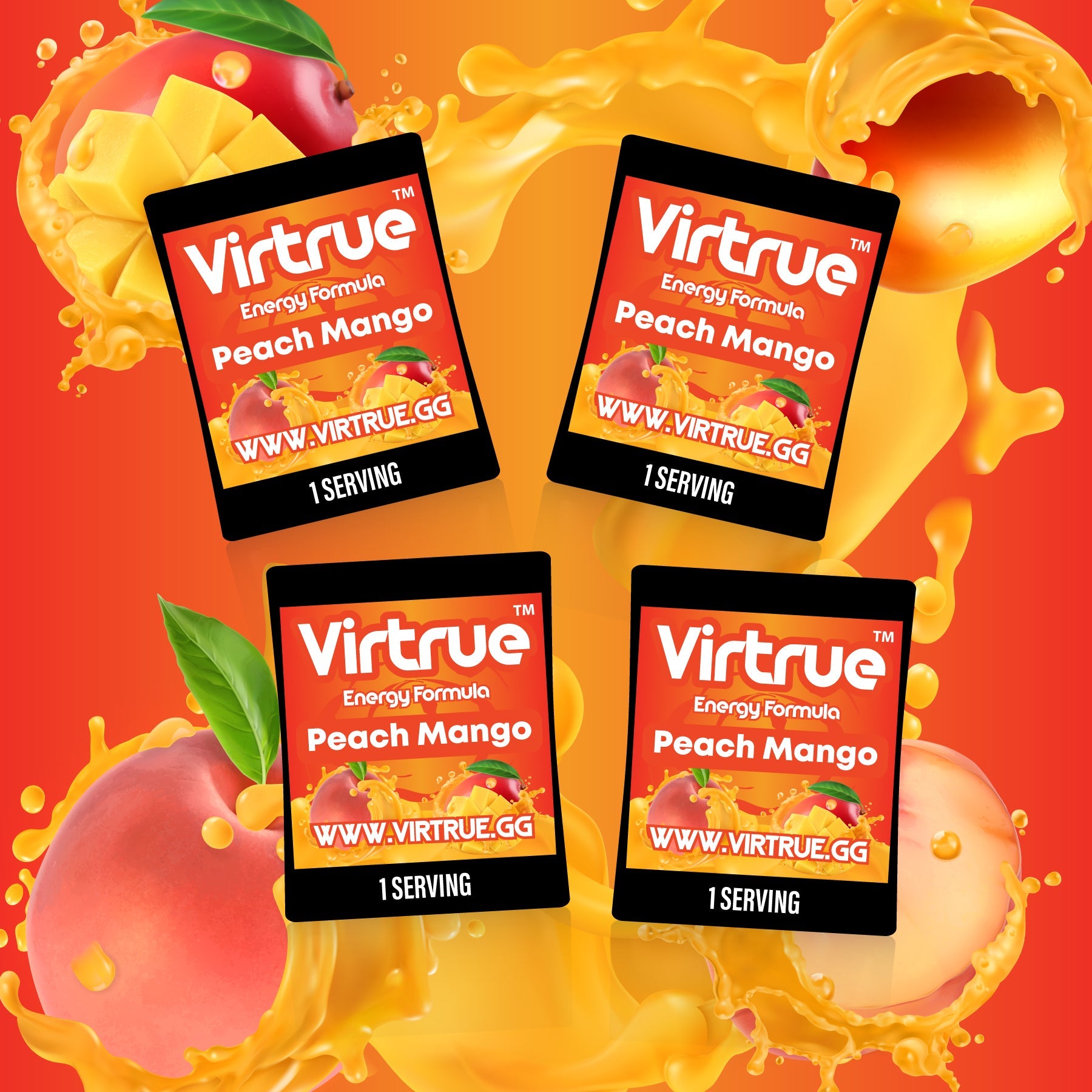 VIRTRUE Sugar-Free Pre-Workout Travel Packs Set of 4 - 12 Flavors
