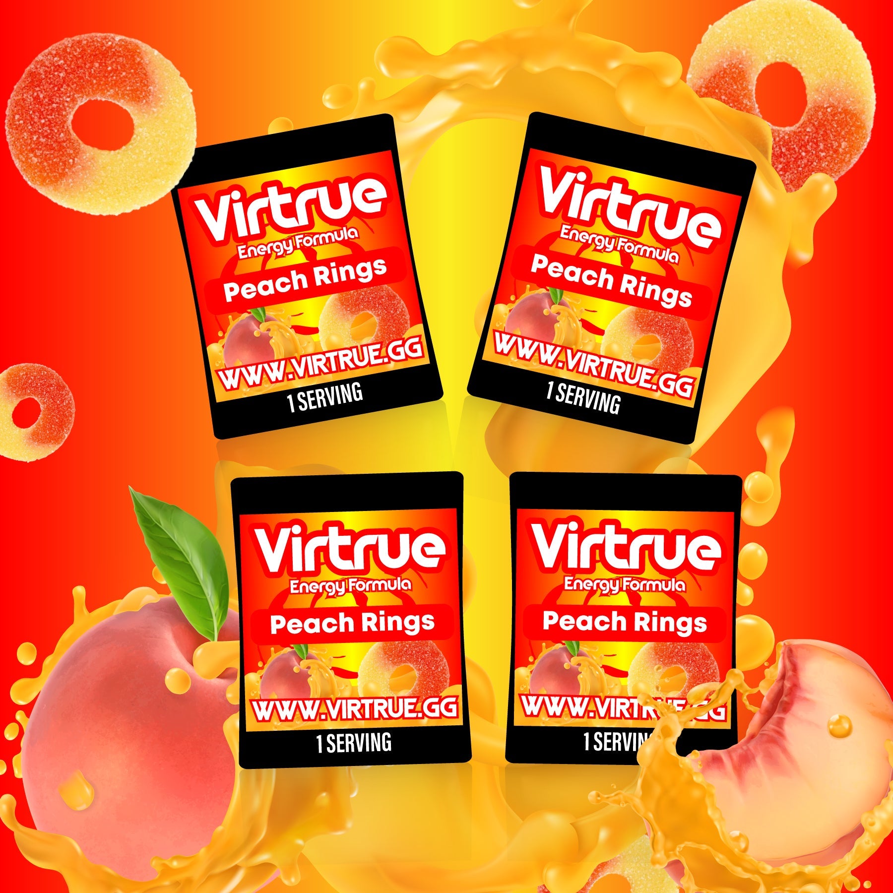 VIRTRUE Sugar-Free Pre-Workout Travel Packs Set of 4 - 12 Flavors