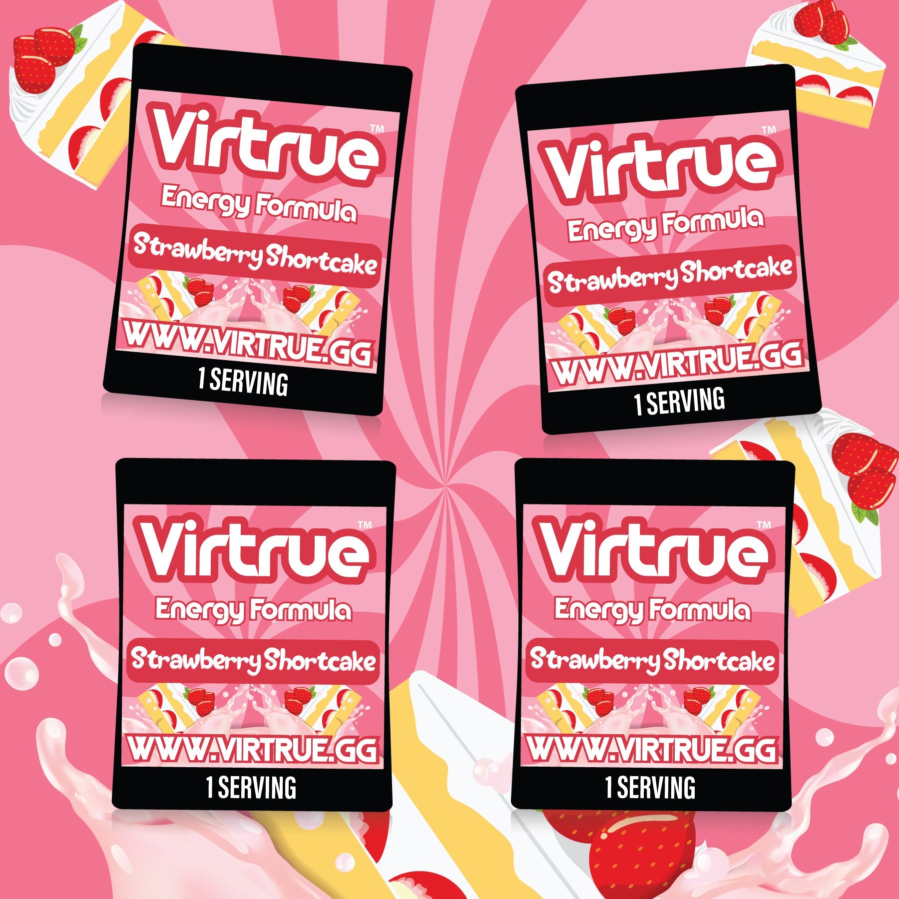 VIRTRUE Sugar-Free Pre-Workout Travel Packs Set of 4 - 12 Flavors
