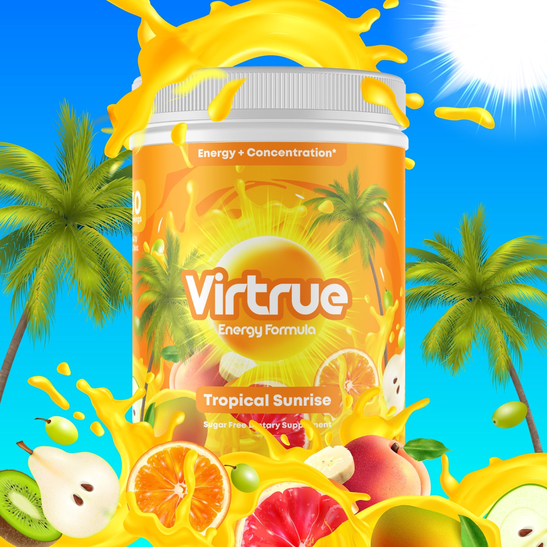 VIRTRUE Sugar-Free Pre-Workout - Tropical Sunrise