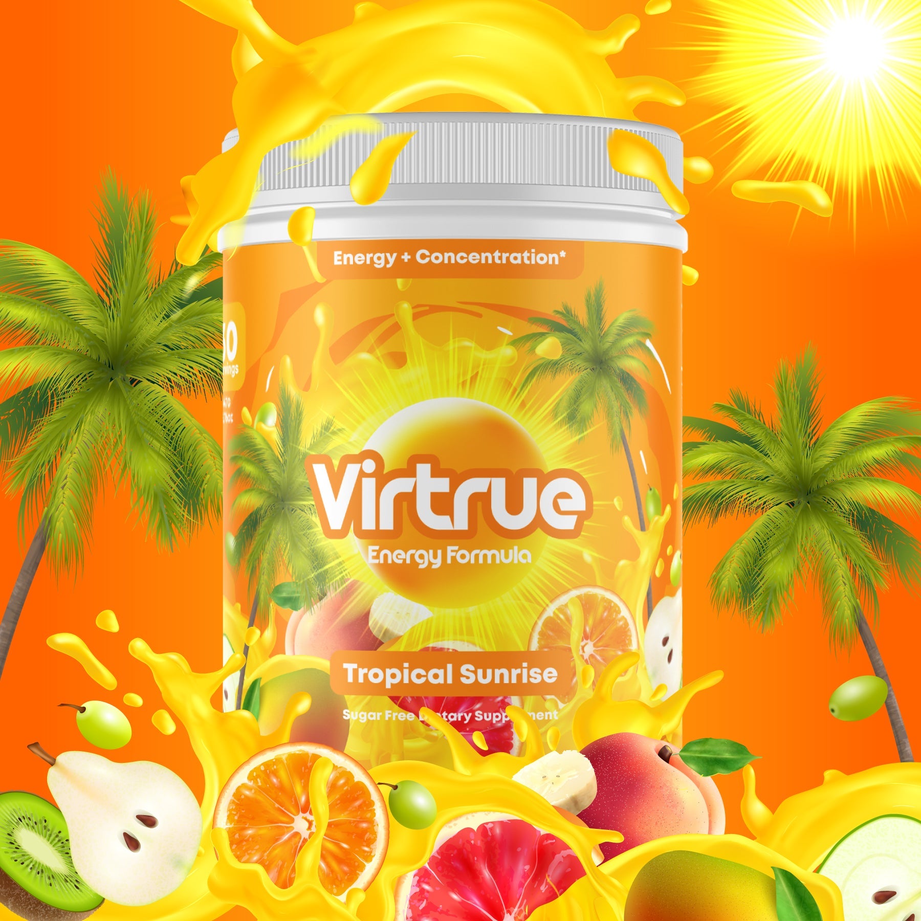 VIRTRUE Sugar-Free Pre-Workout - Tropical Sunrise