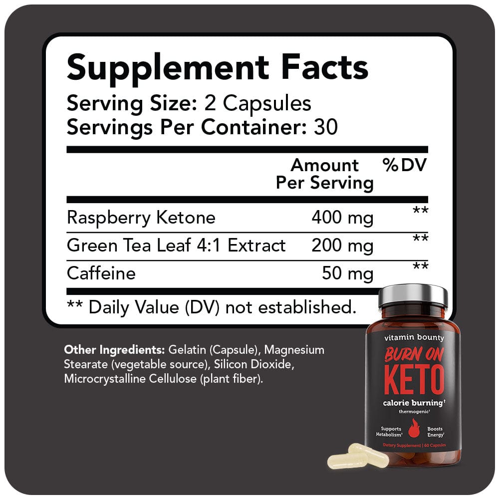 VITAMIN BOUNTY Burn On Keto Thermogenic Calorie Burner - 60 Capsules