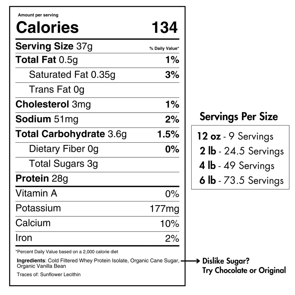 PURE CHOICE Whey Protein Isolate Powder - Organic Vanilla