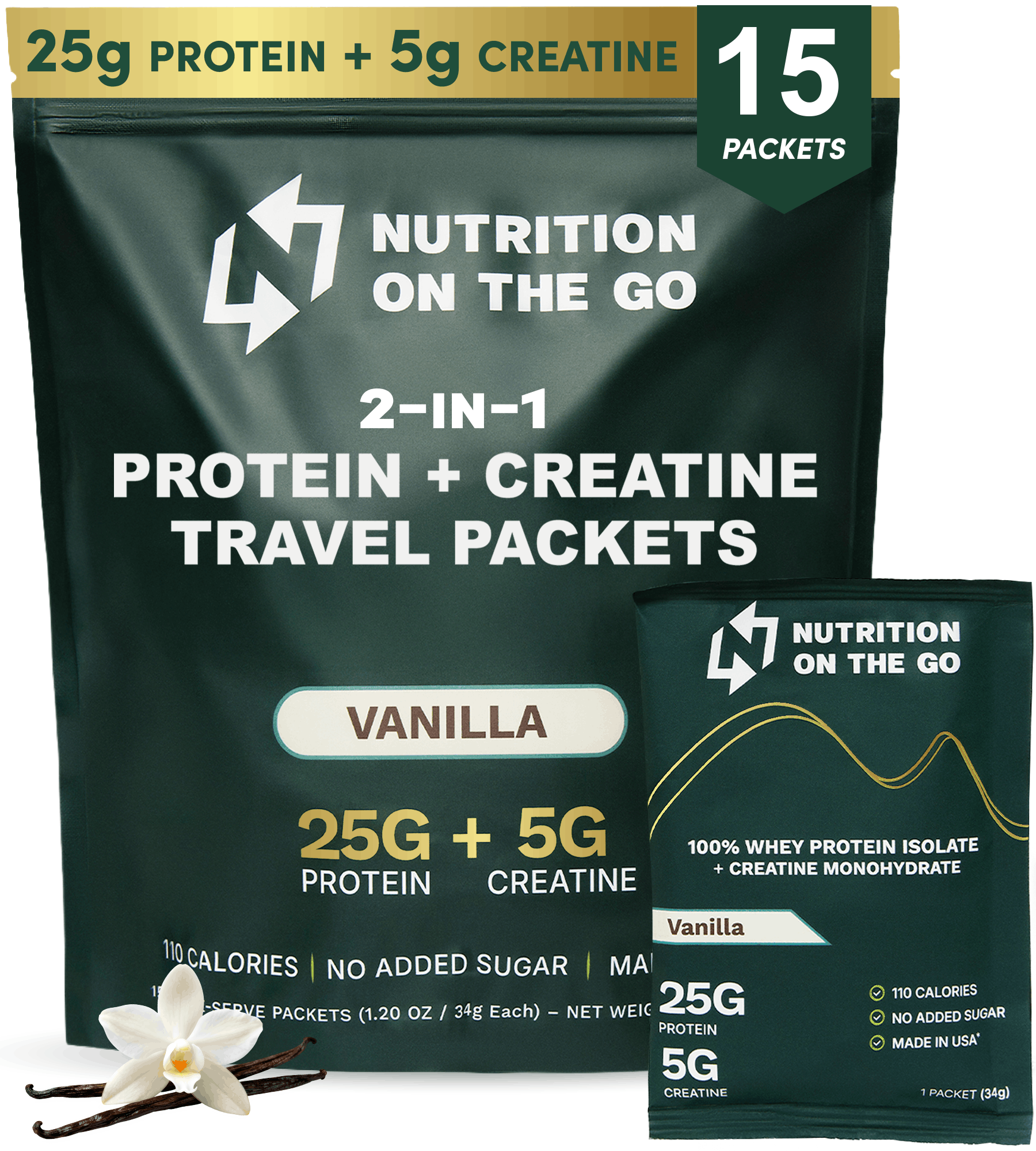 NUTRITION ON THE GO Whey Protein Isolate w/ Creatine Packets - Vanilla