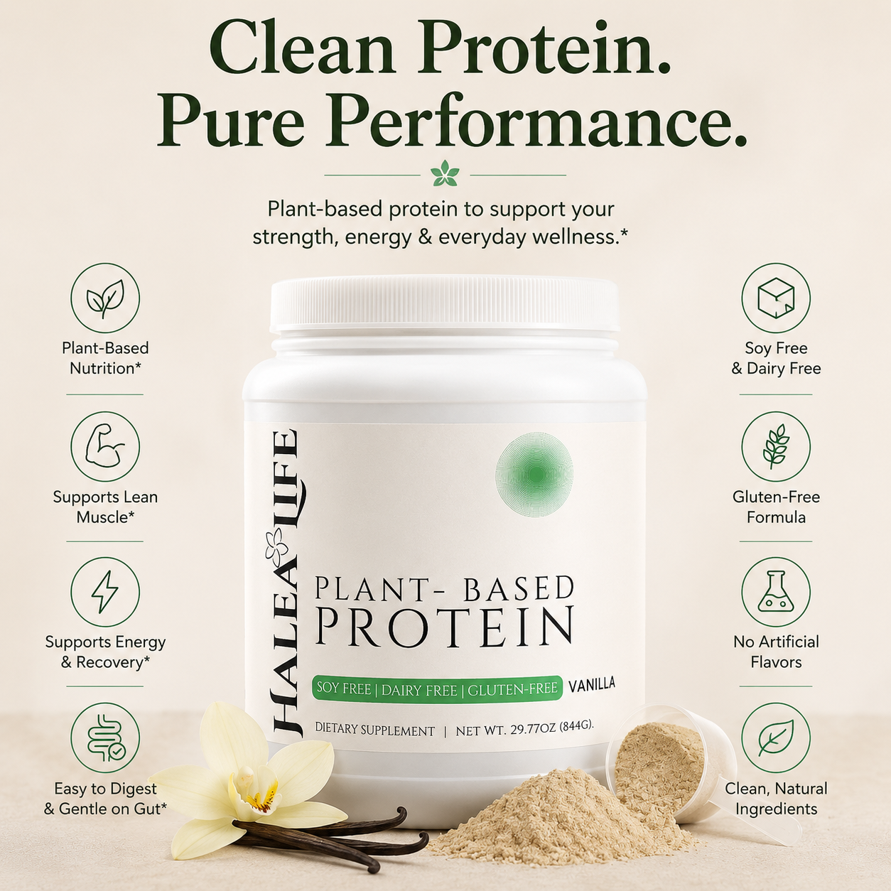 HALEA LIFE Plant-Based Protein Powder - Vanilla