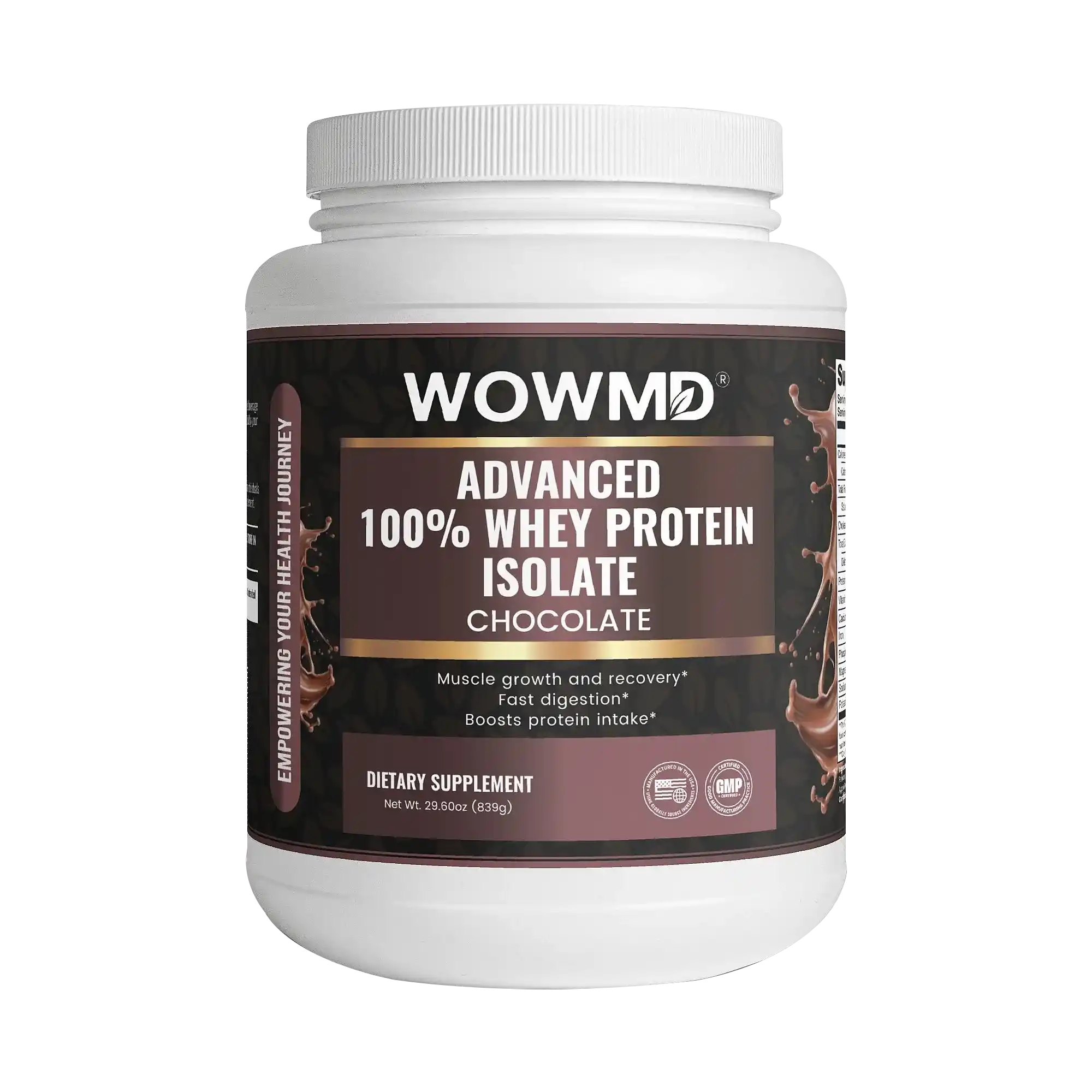 WOW MD Advanced 100% Whey Protein Isolate Powder - Chocolate