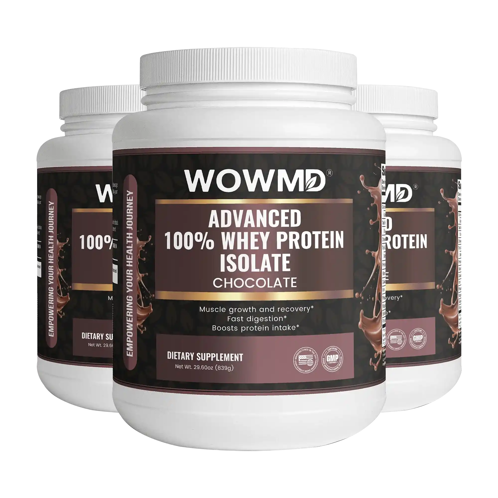 WOW MD Advanced 100% Whey Protein Isolate Powder - Chocolate