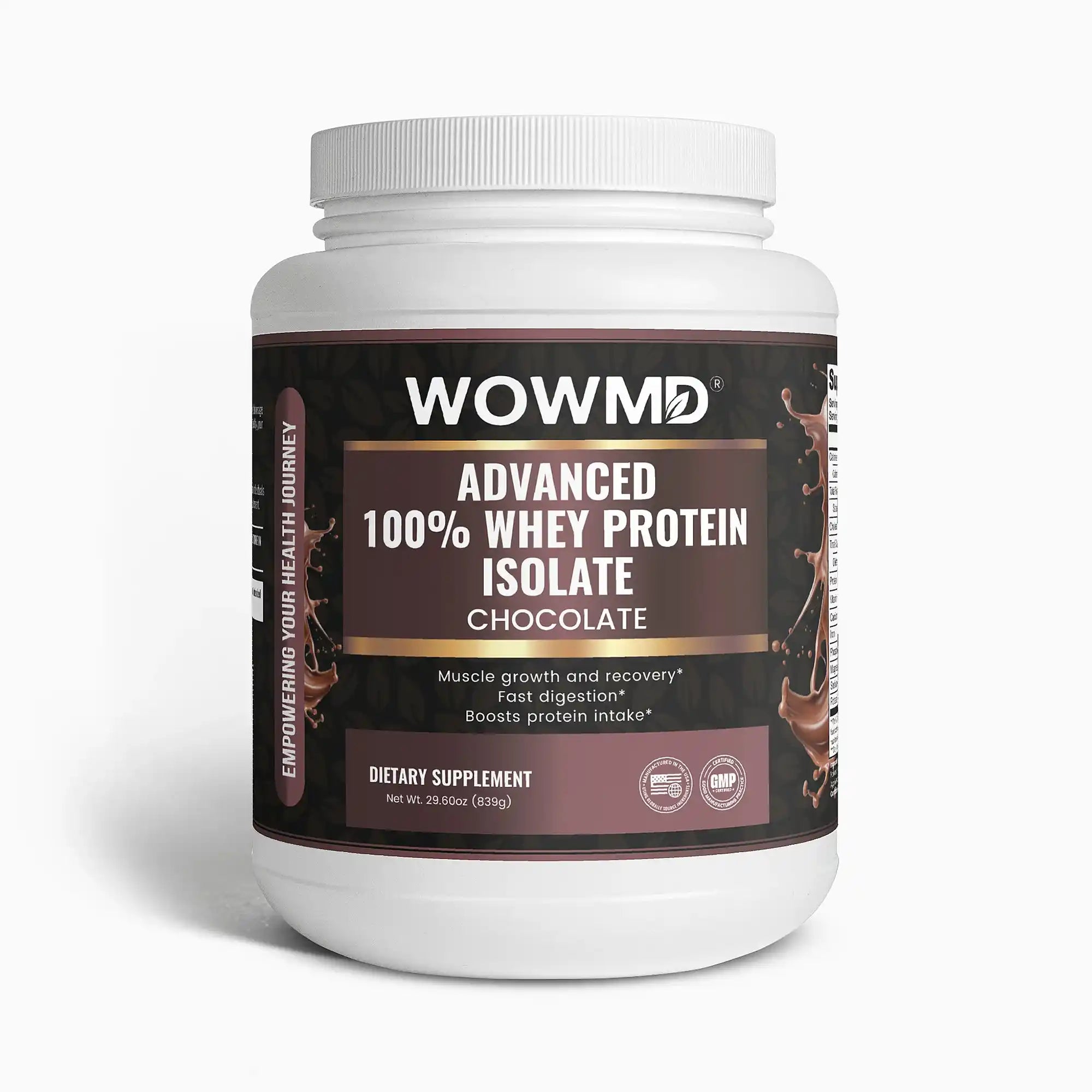 WOW MD Advanced 100% Whey Protein Isolate Powder - Chocolate