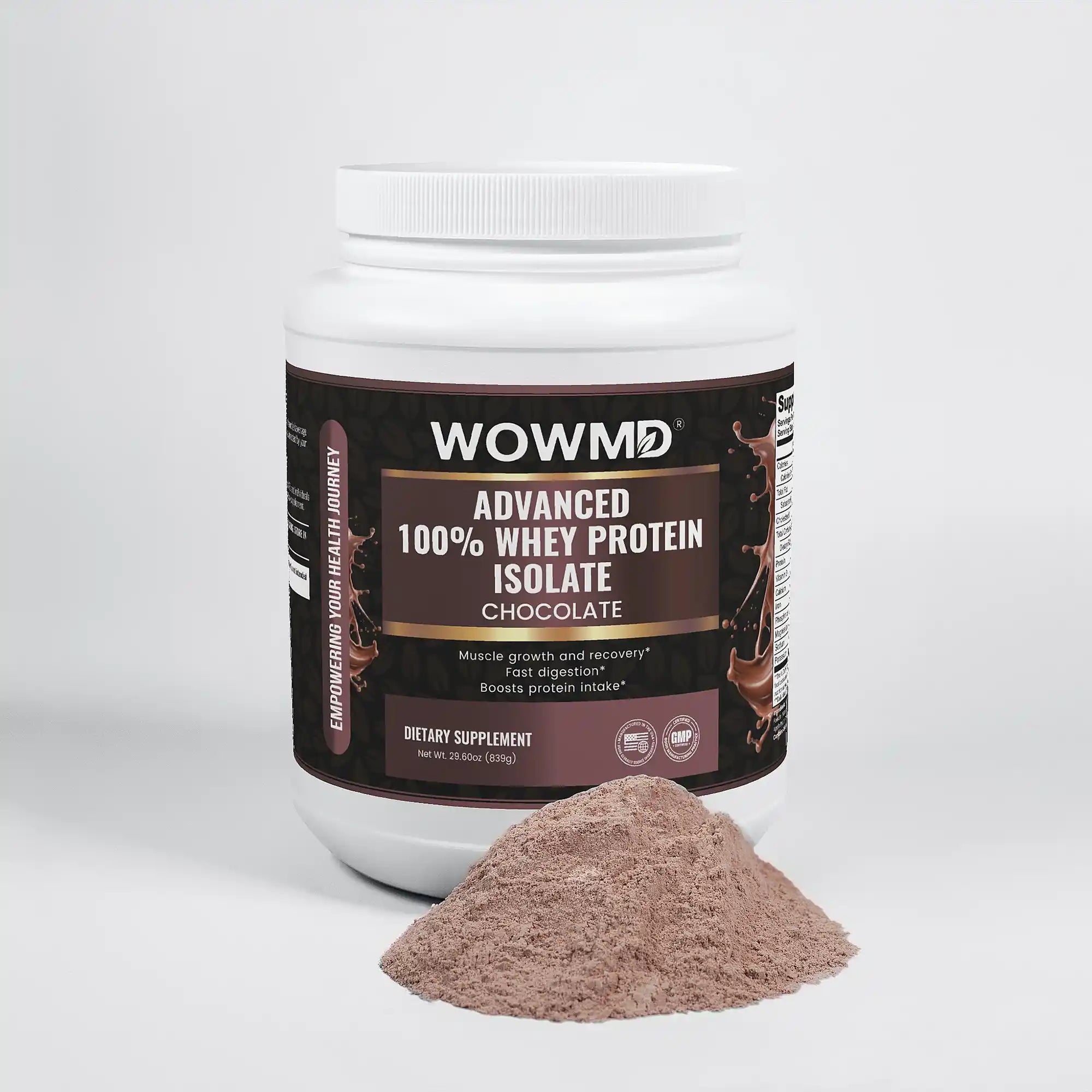 WOW MD Advanced 100% Whey Protein Isolate Powder - Chocolate
