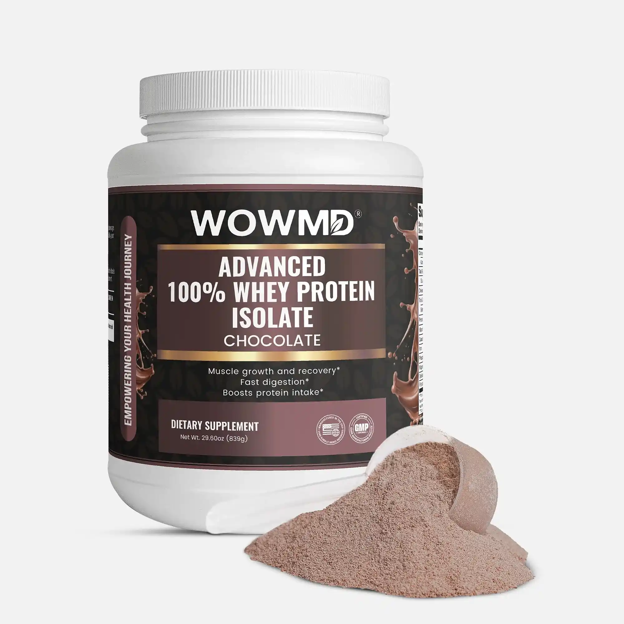 WOW MD Advanced 100% Whey Protein Isolate Powder - Chocolate