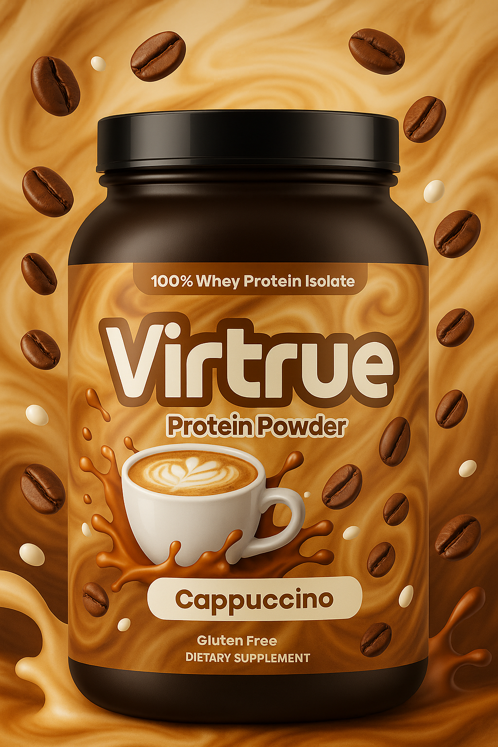 VIRTRUE Whey Protein Isolate Powder - Cappuccino