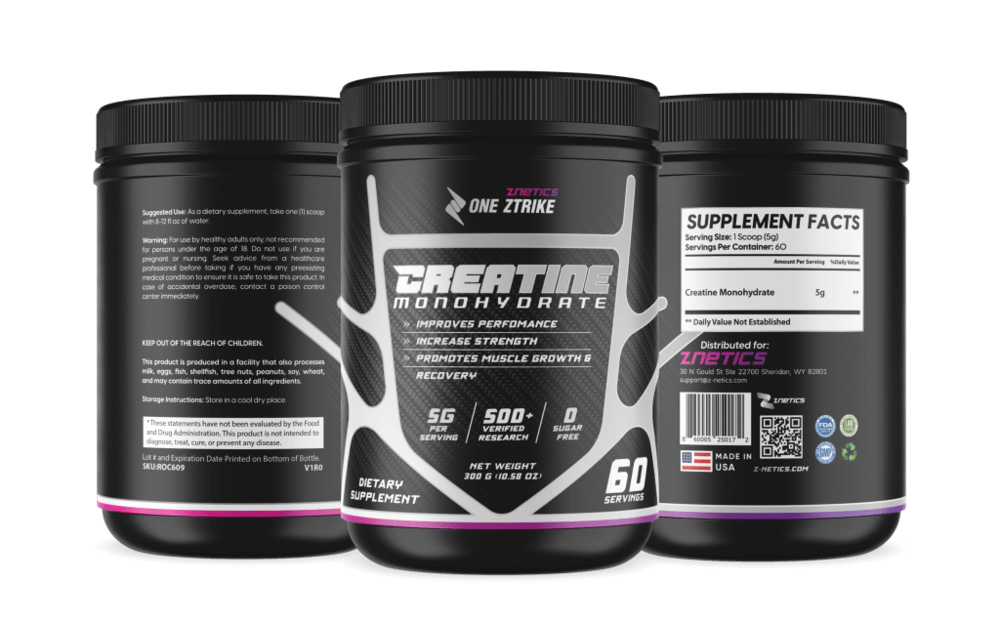 ZNETICZ ONE ZTRIKE Ultra-micronized Creatine Monohydrate Powder - Unflavored